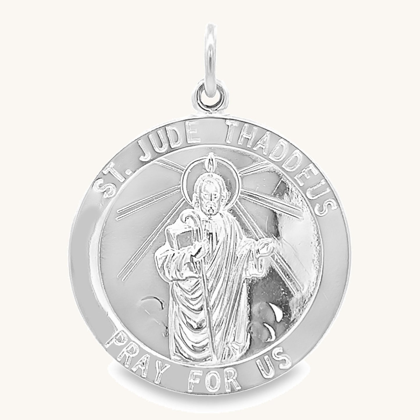 925 Bright Silver Saint Jude Medal XL