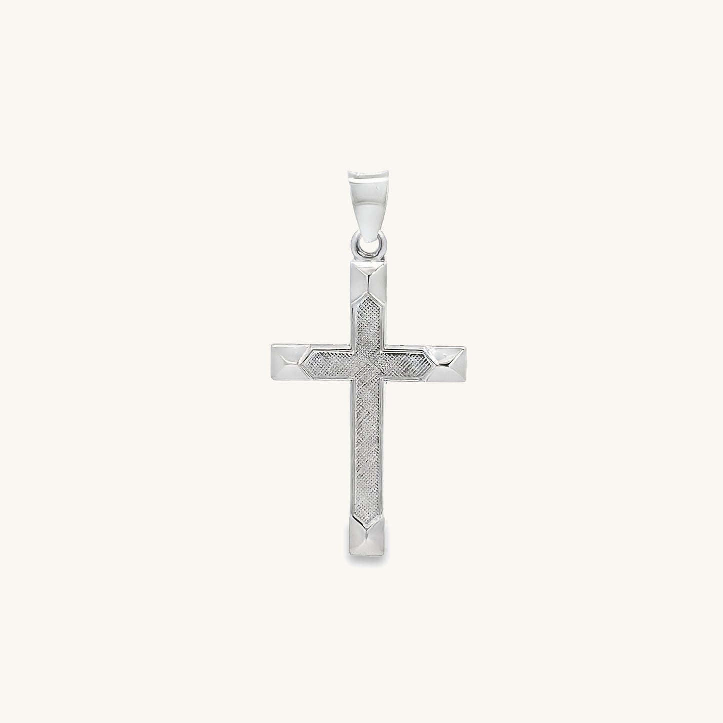 925 Bright Silver Textured Cross S