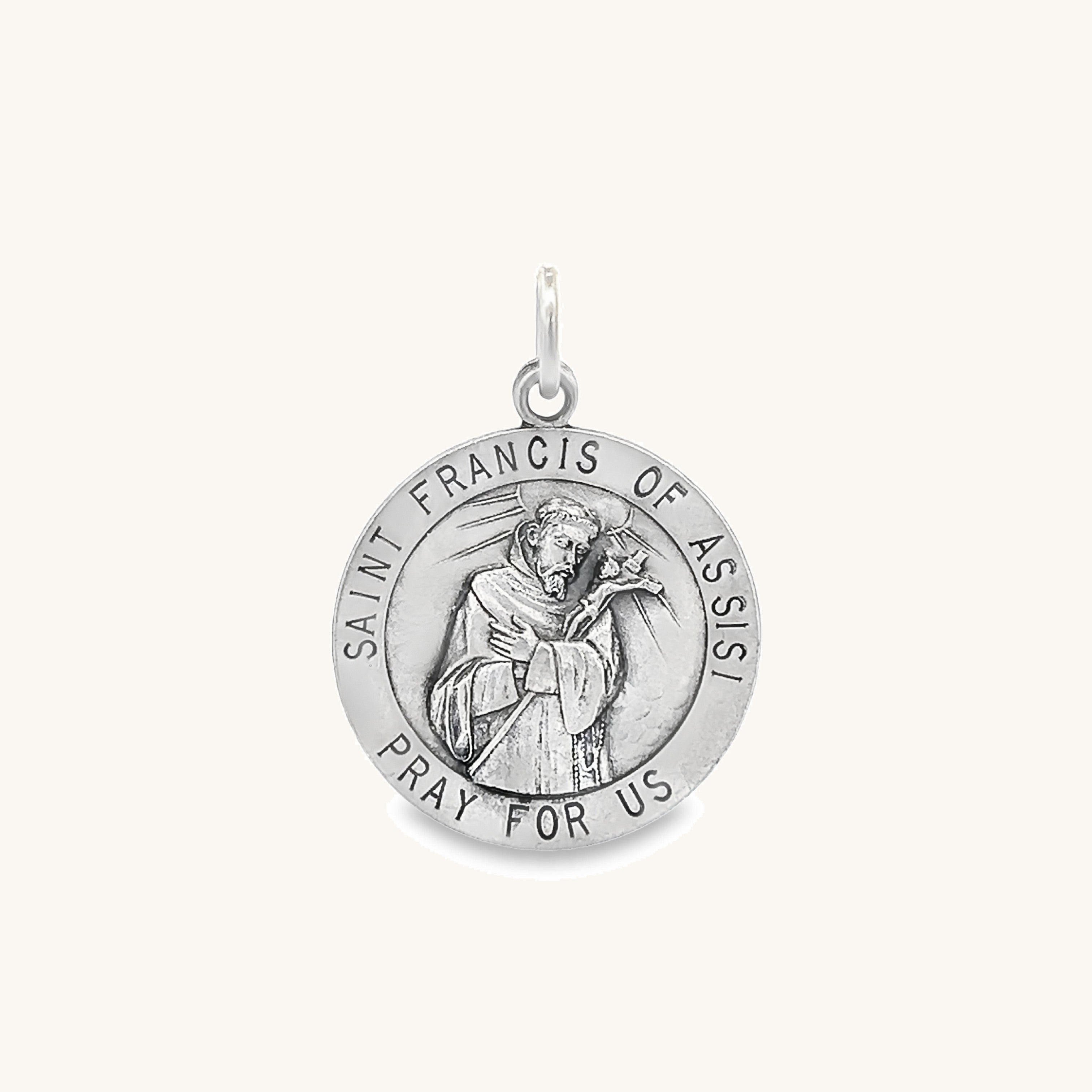 925 Antiqued Silver Saint Francis of Assisi Medal S