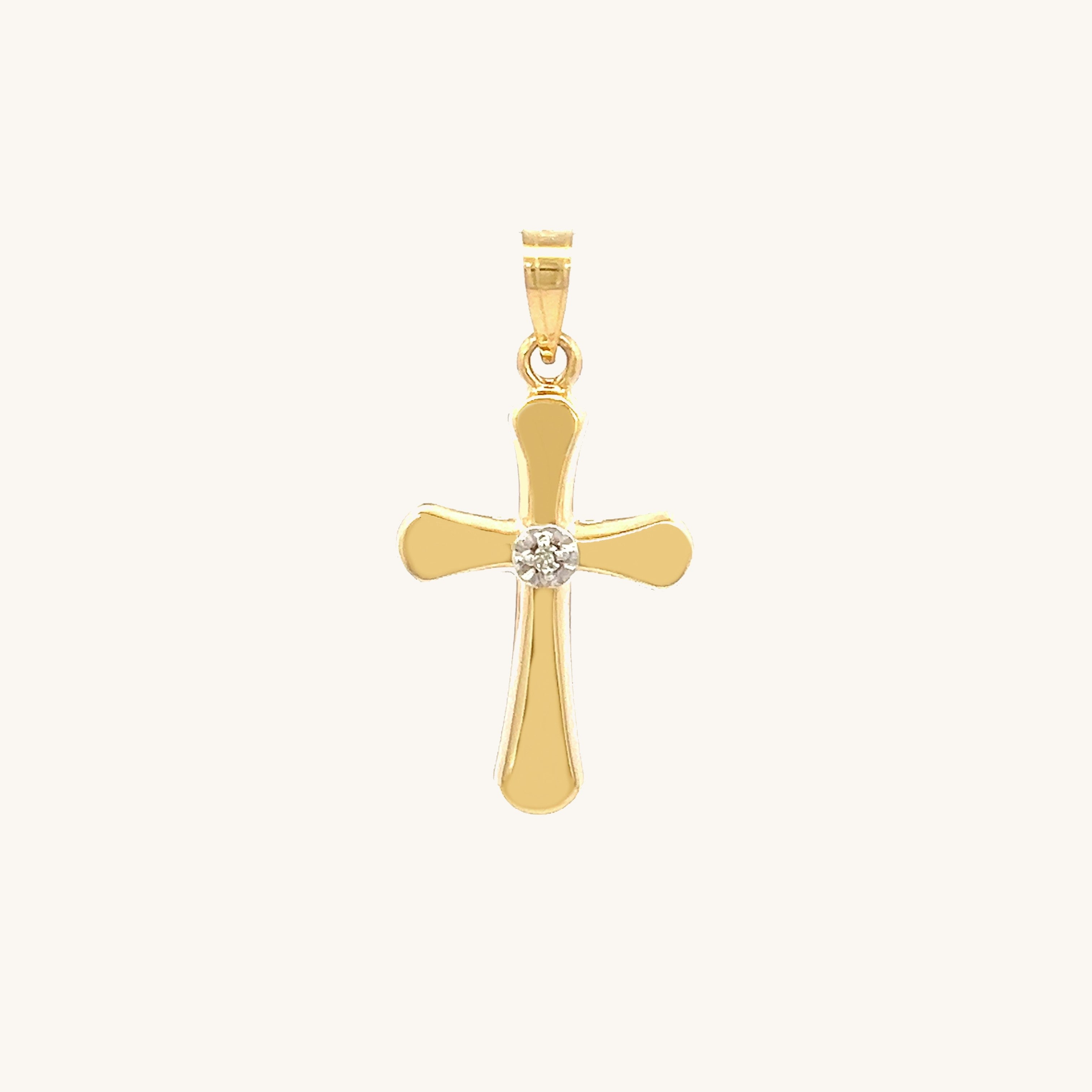 14K Yellow Gold Diamond Cross S