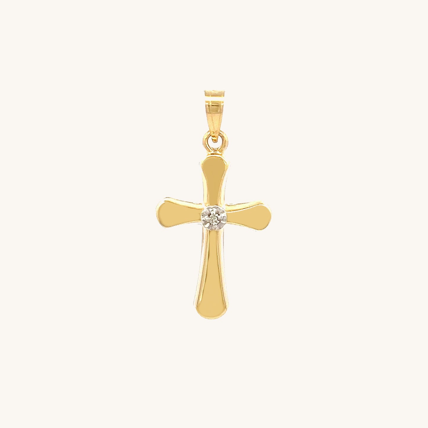 14K Yellow Gold Diamond Cross S