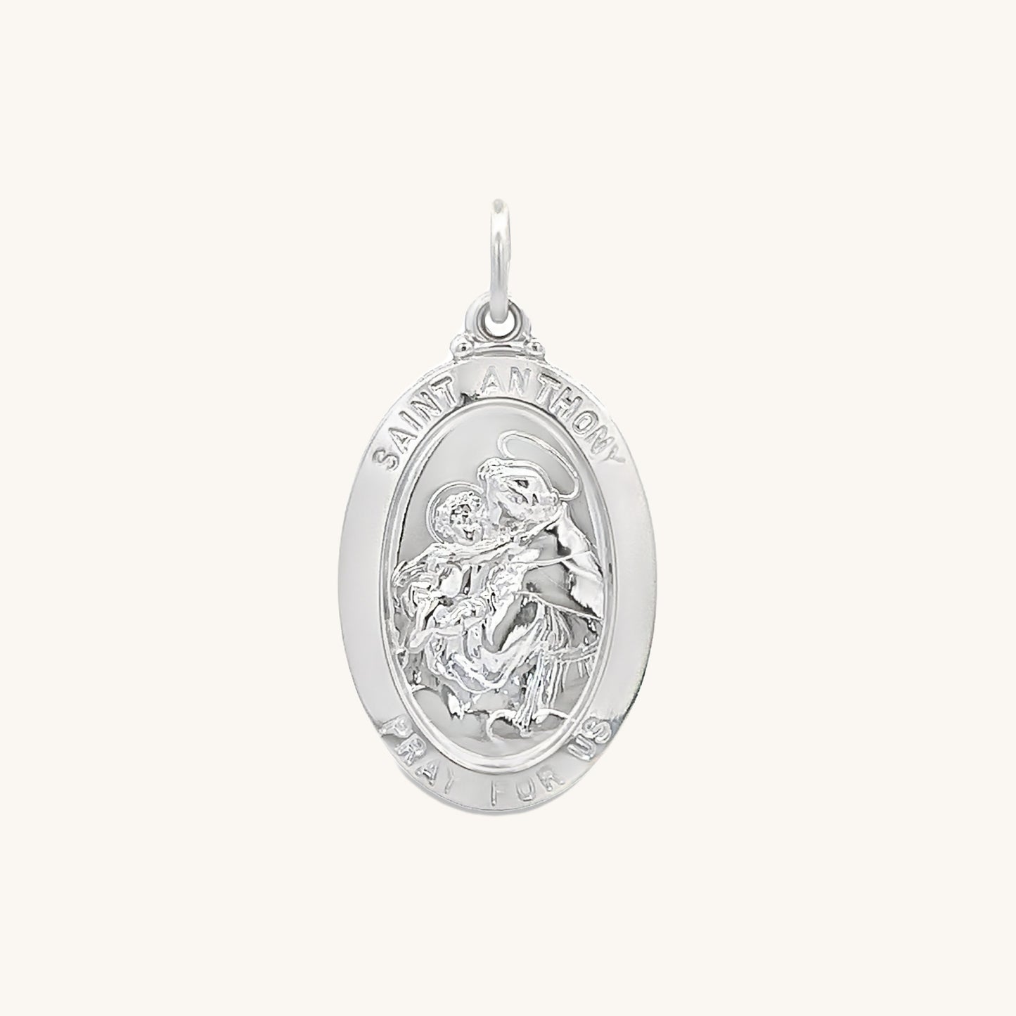 925 Bright Silver Saint Anthony Medal S