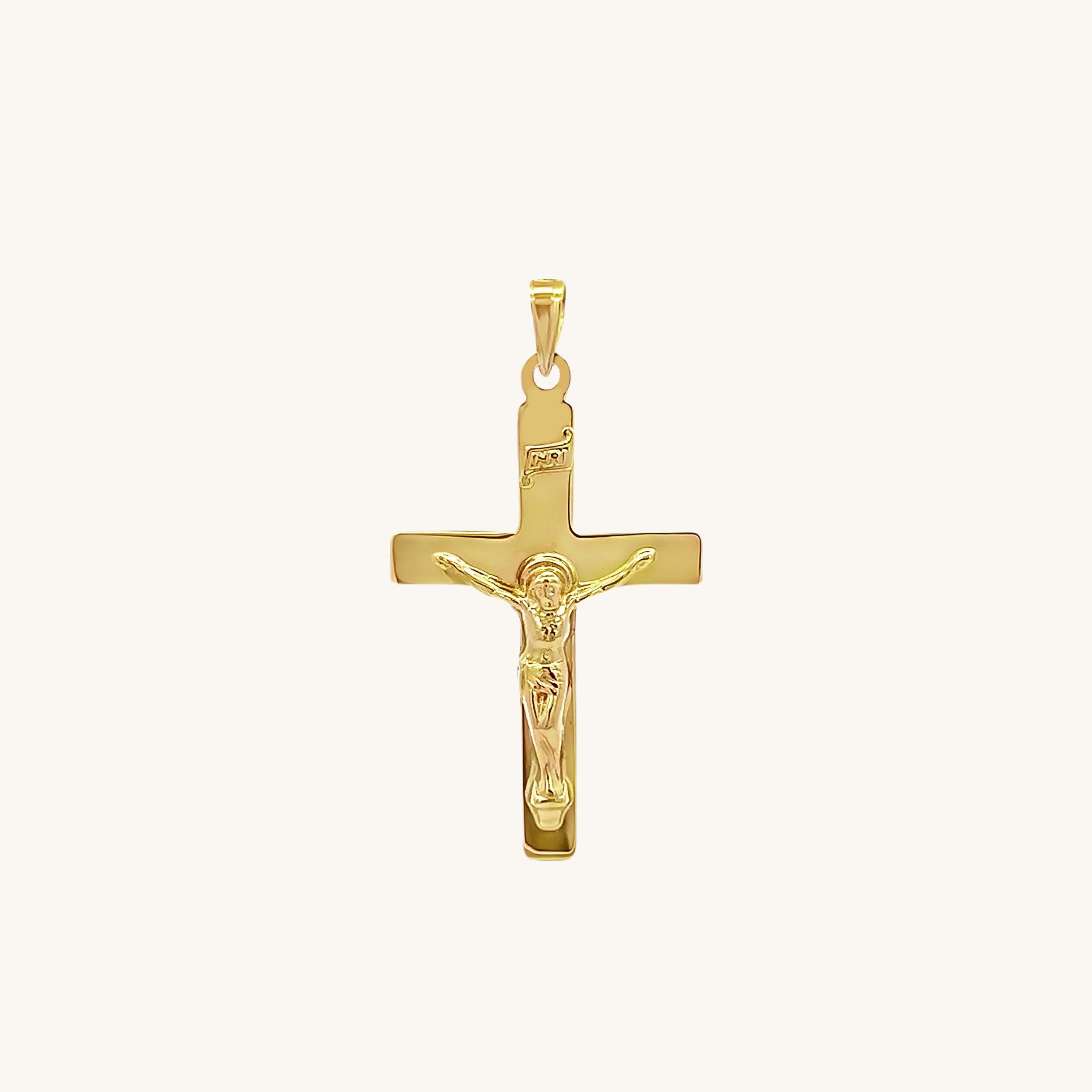 14K Yellow Gold INRI Crucifix S