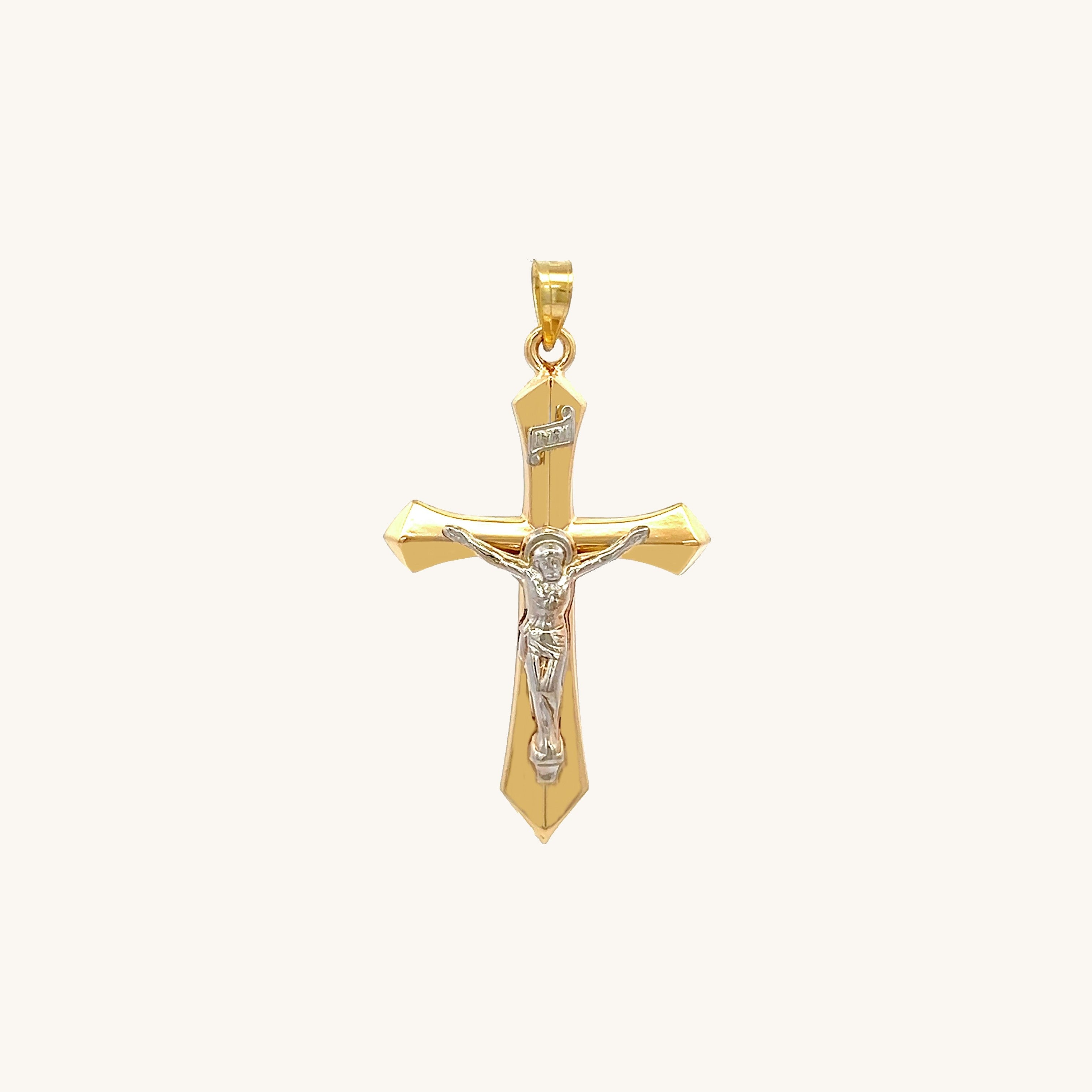 14K Two Tone Gold Crucifix S