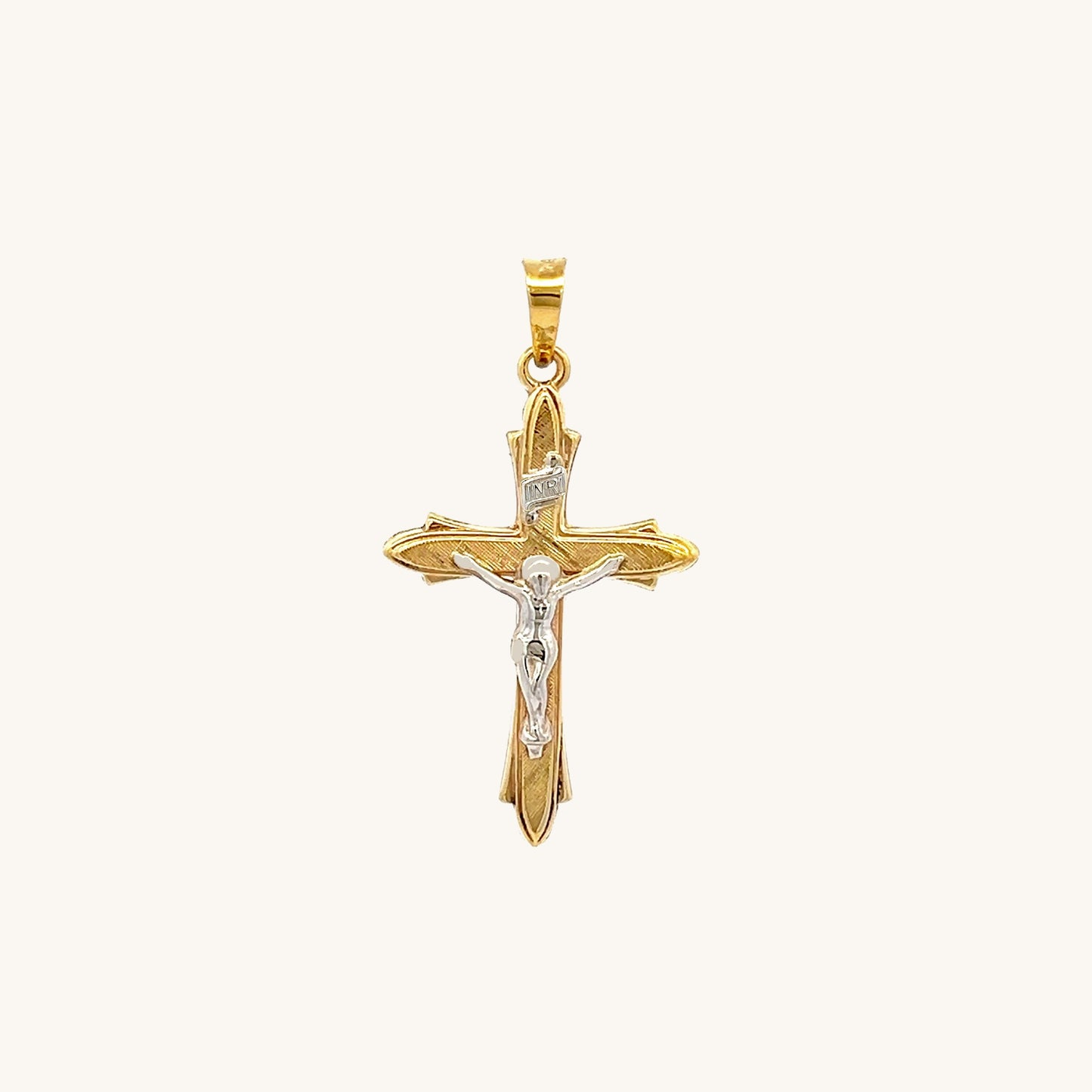 14K Two Tone Gold Crucifix S