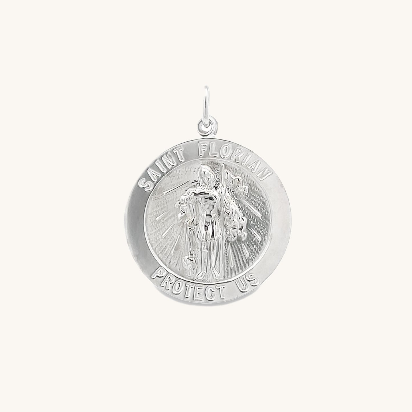 925 Bright Silver Saint Florian Medal S