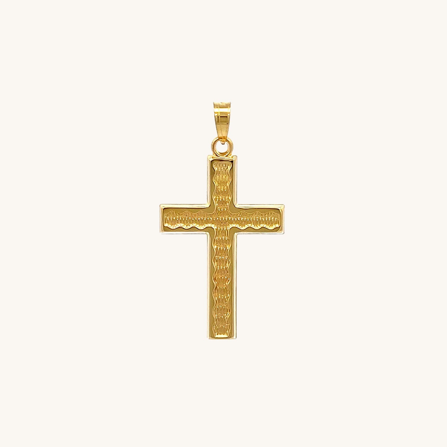 14K YELLOW GOLD RIPPLED EDGE CROSS PENDANT - Cross + Crown14K Yellow Gold Cross S