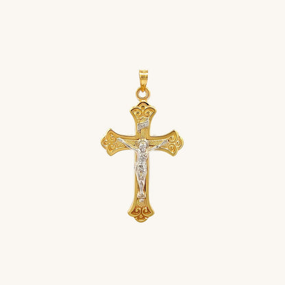 14K Two Tone Gold Crucifix S