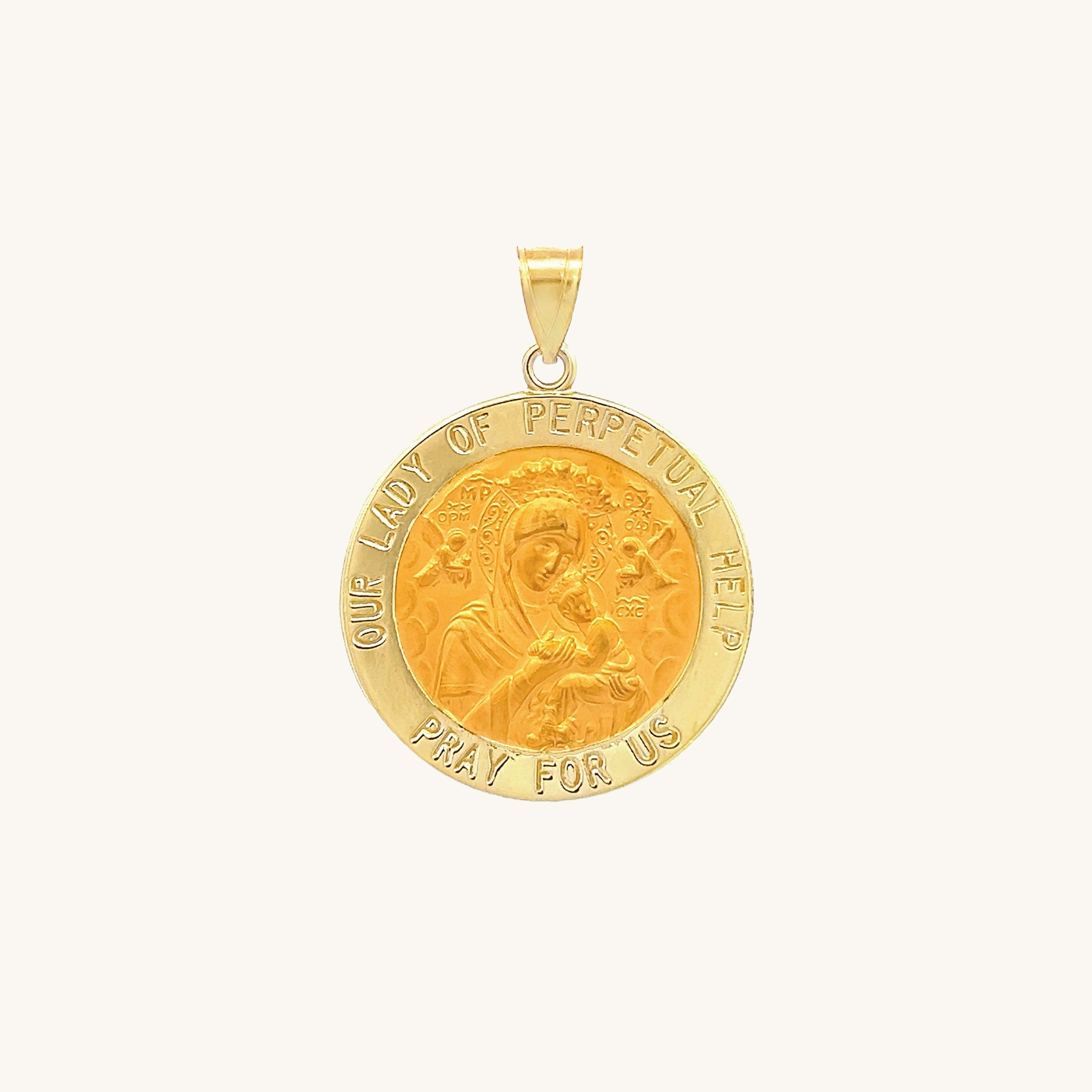 14K Yellow Gold Perpetual Help Medal S