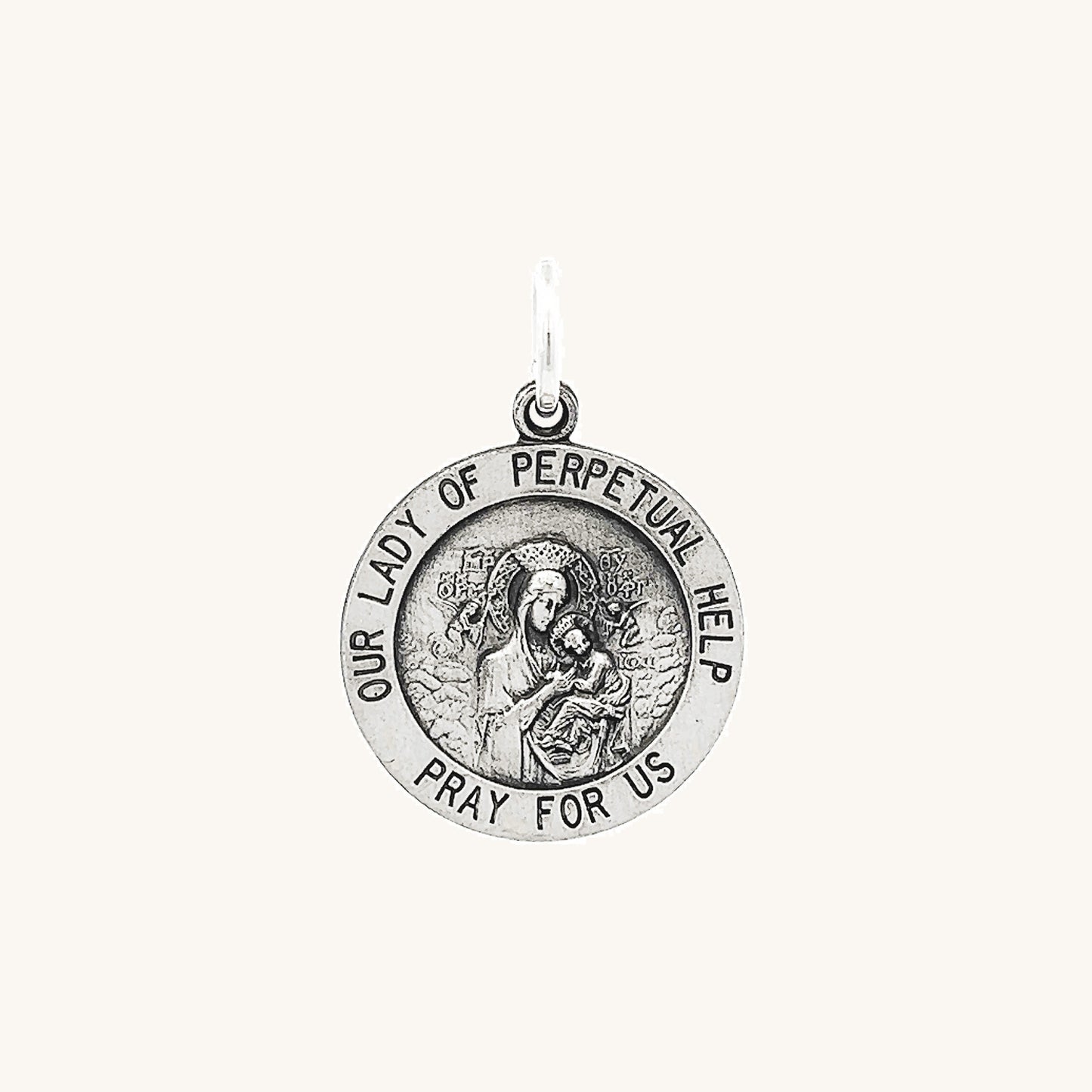 925 Antiqued Silver Perpetual Help Medal S