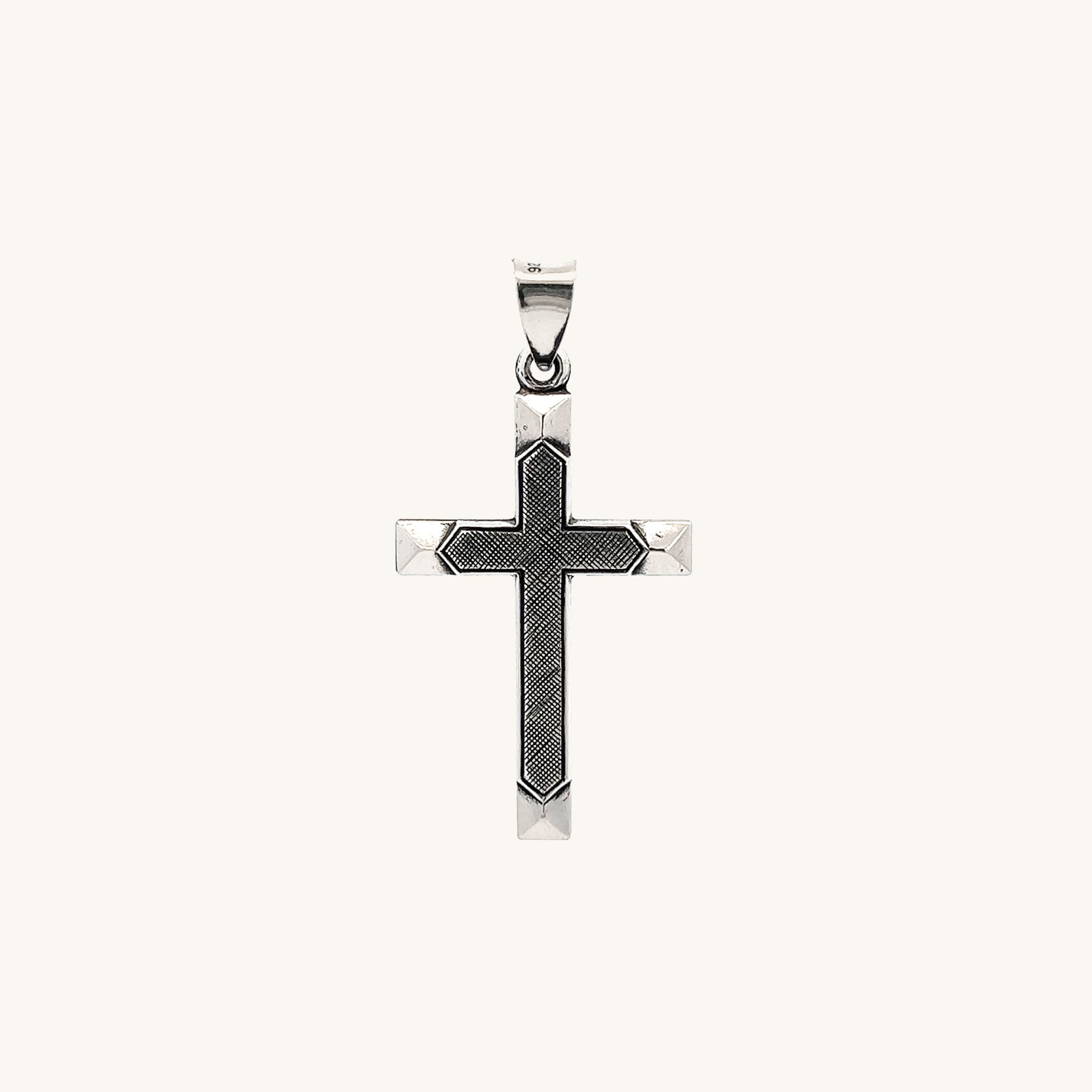 925 Antiqued Silver Textured Cross S