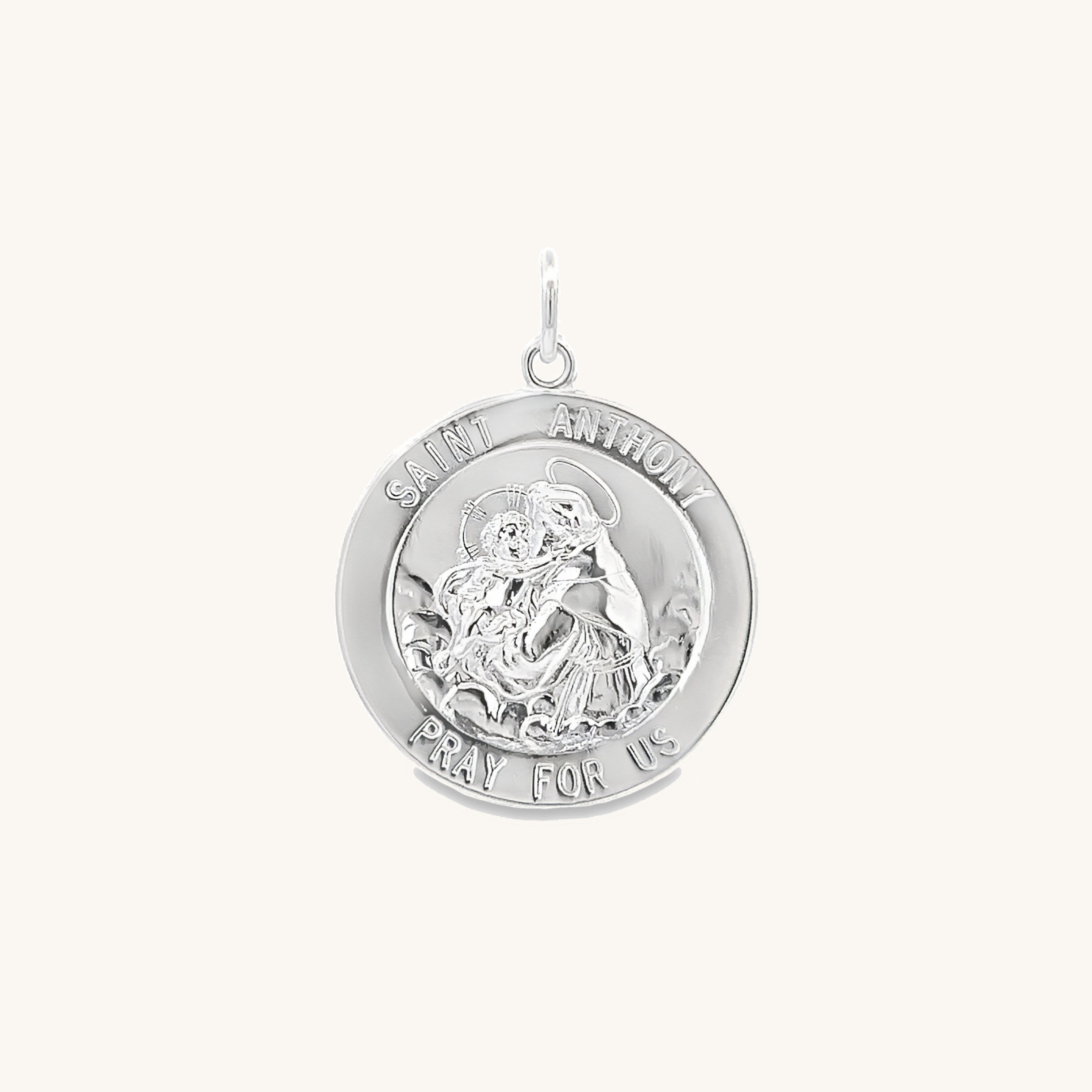 925 Bright Silver Saint Anthony Medal S