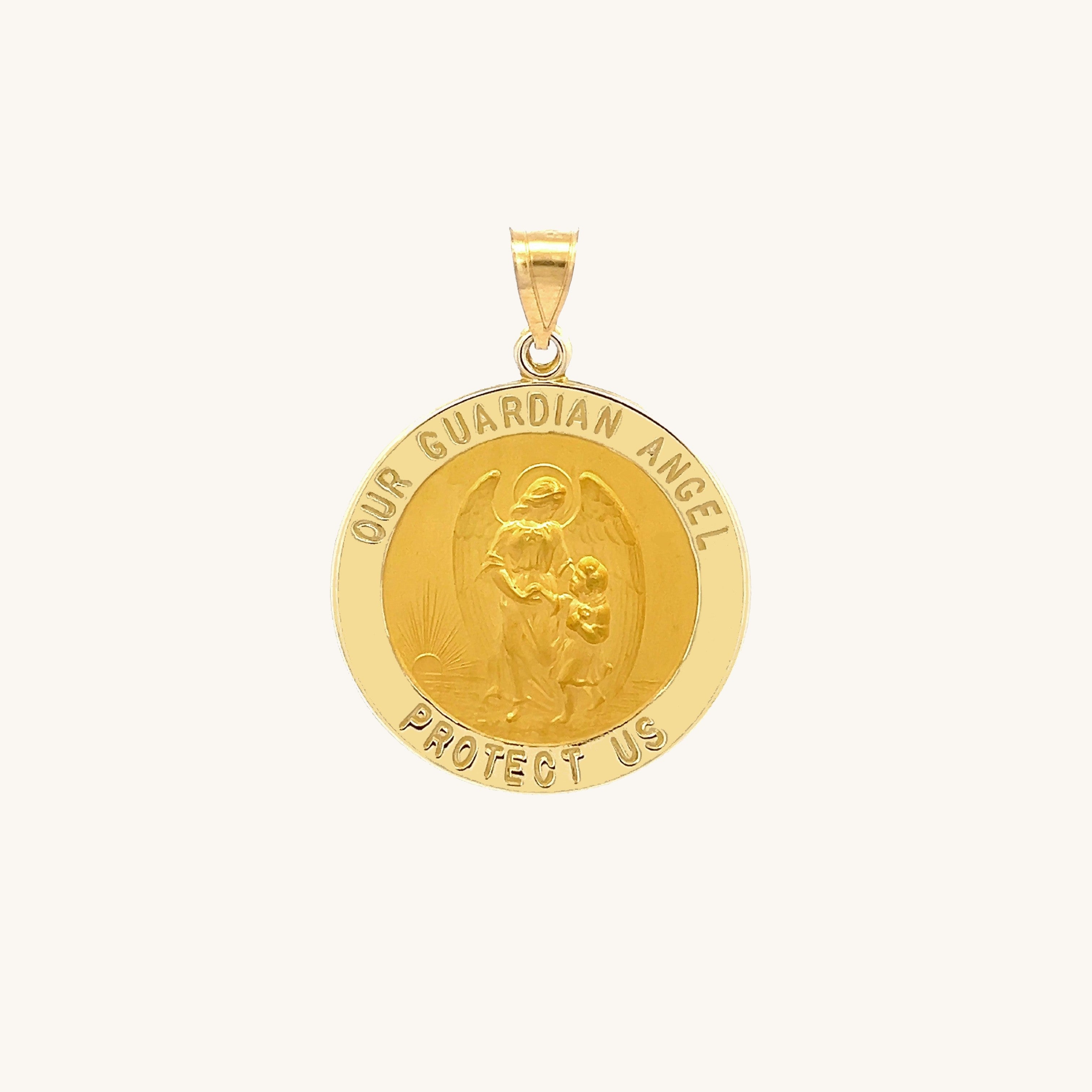 14K Yellow Gold Guardian Angel Medal S