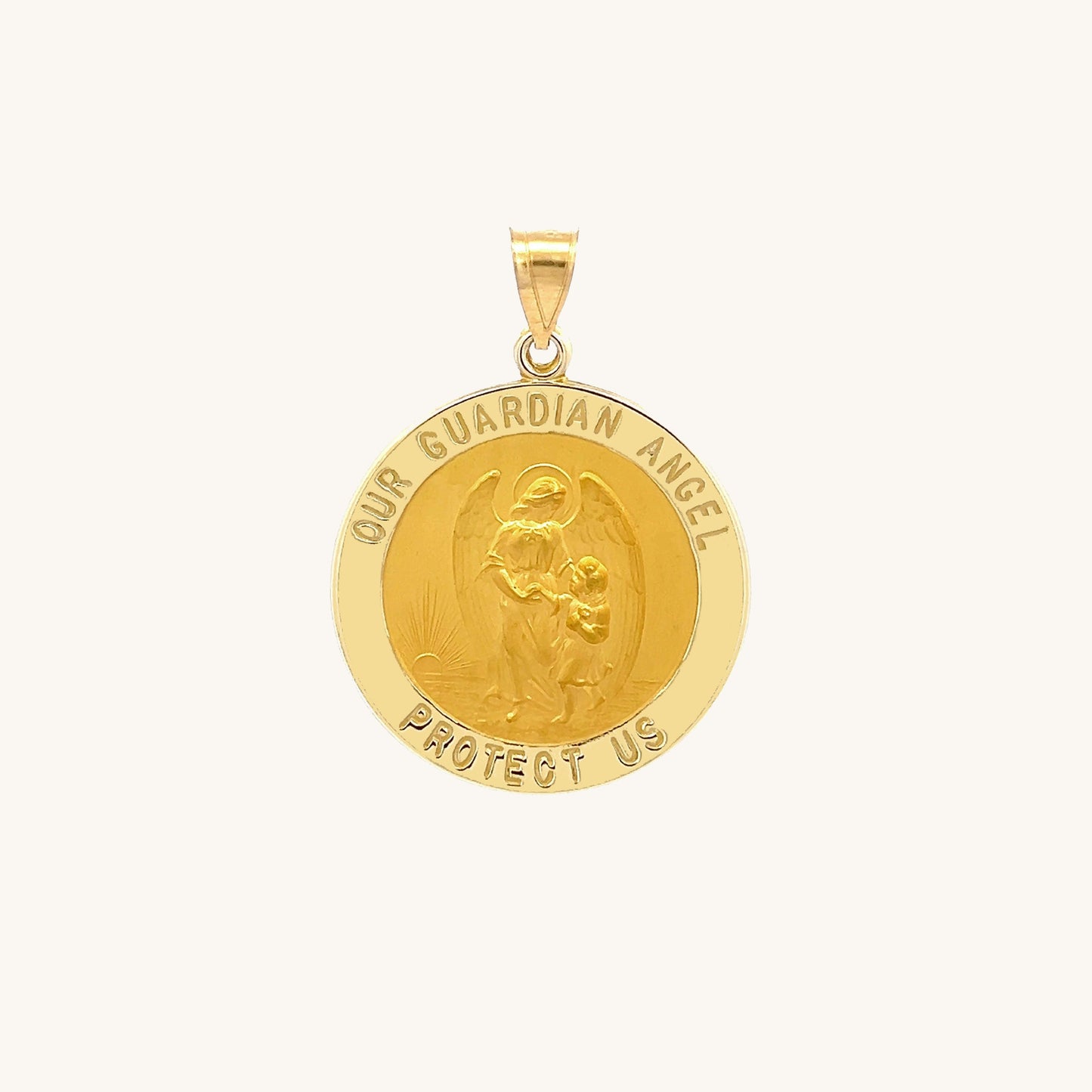 14K Yellow Gold Guardian Angel Medal S