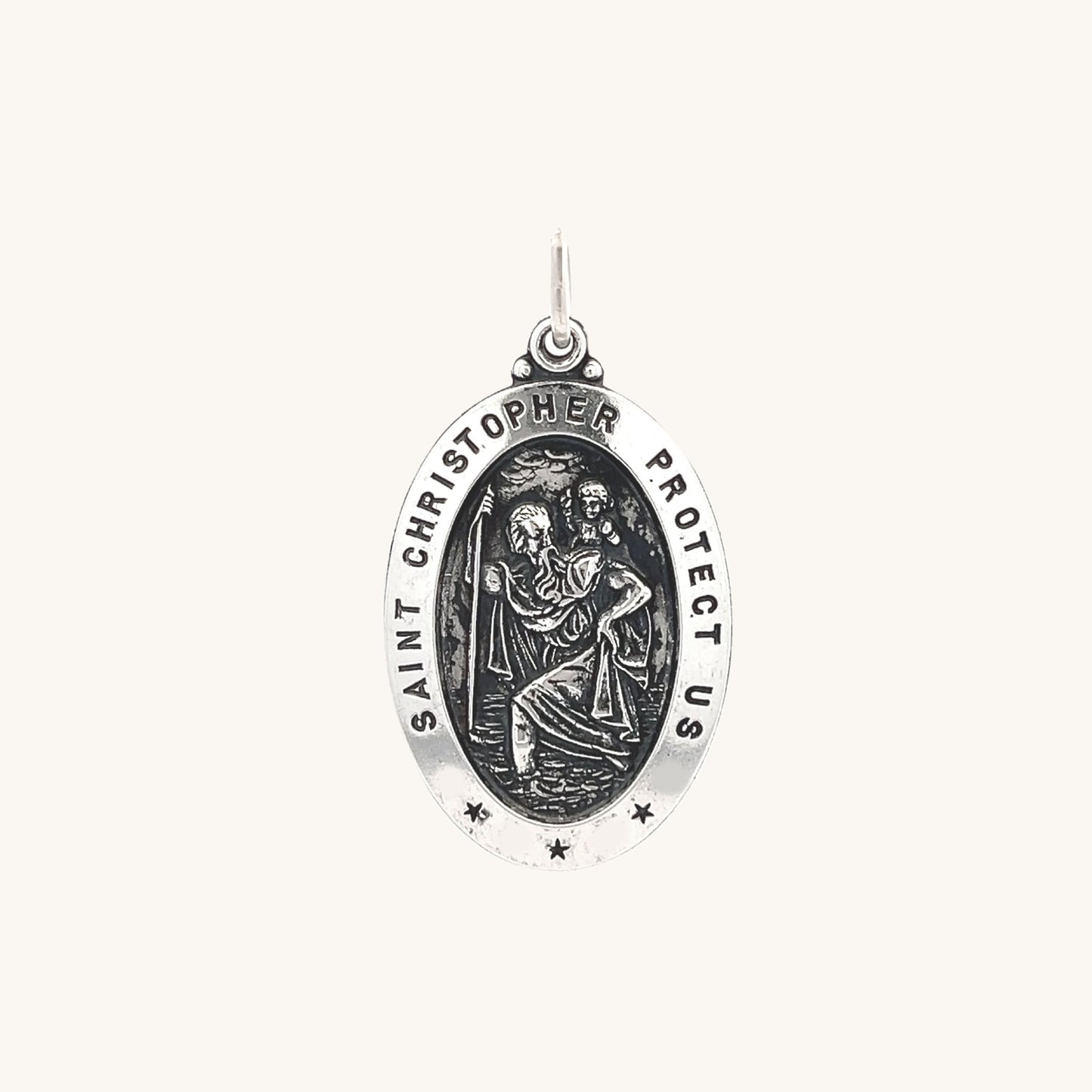 925 Antiqued Silver Saint Christopher Medal S