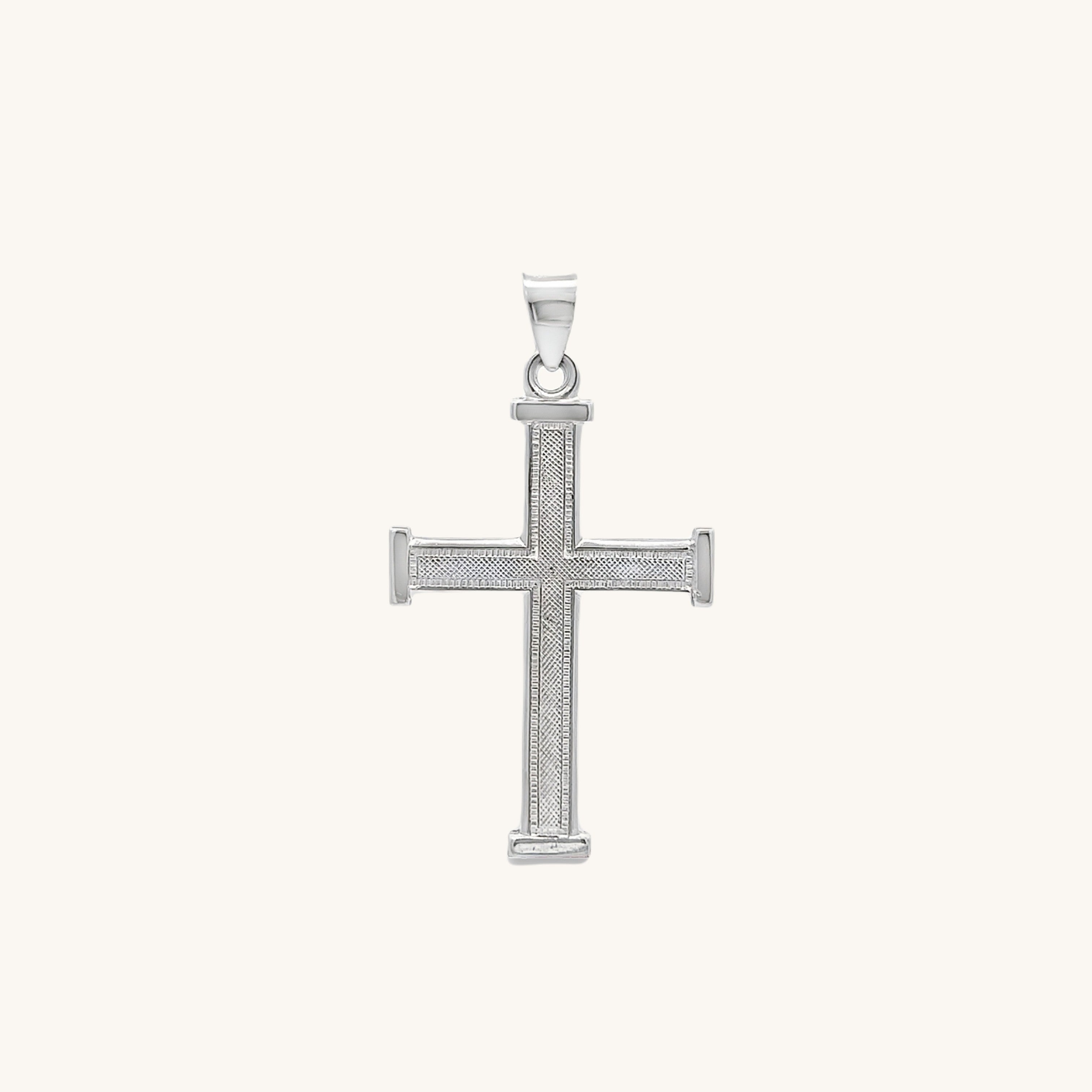 925 Bright Silver Textured Cross S