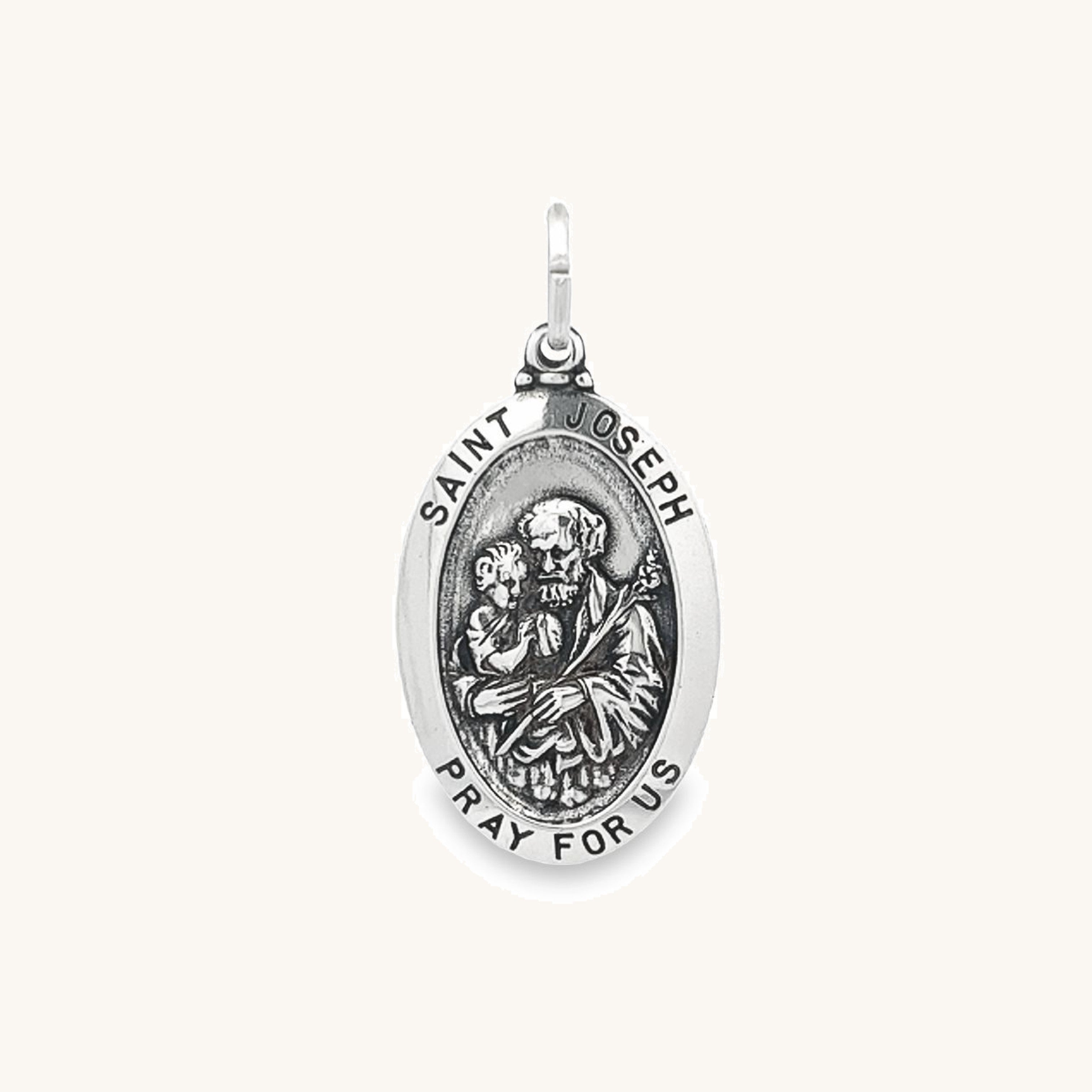 925 Antiqued Silver Saint Joseph Medal S