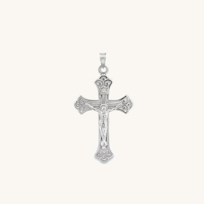 14K White Gold Crucifix S