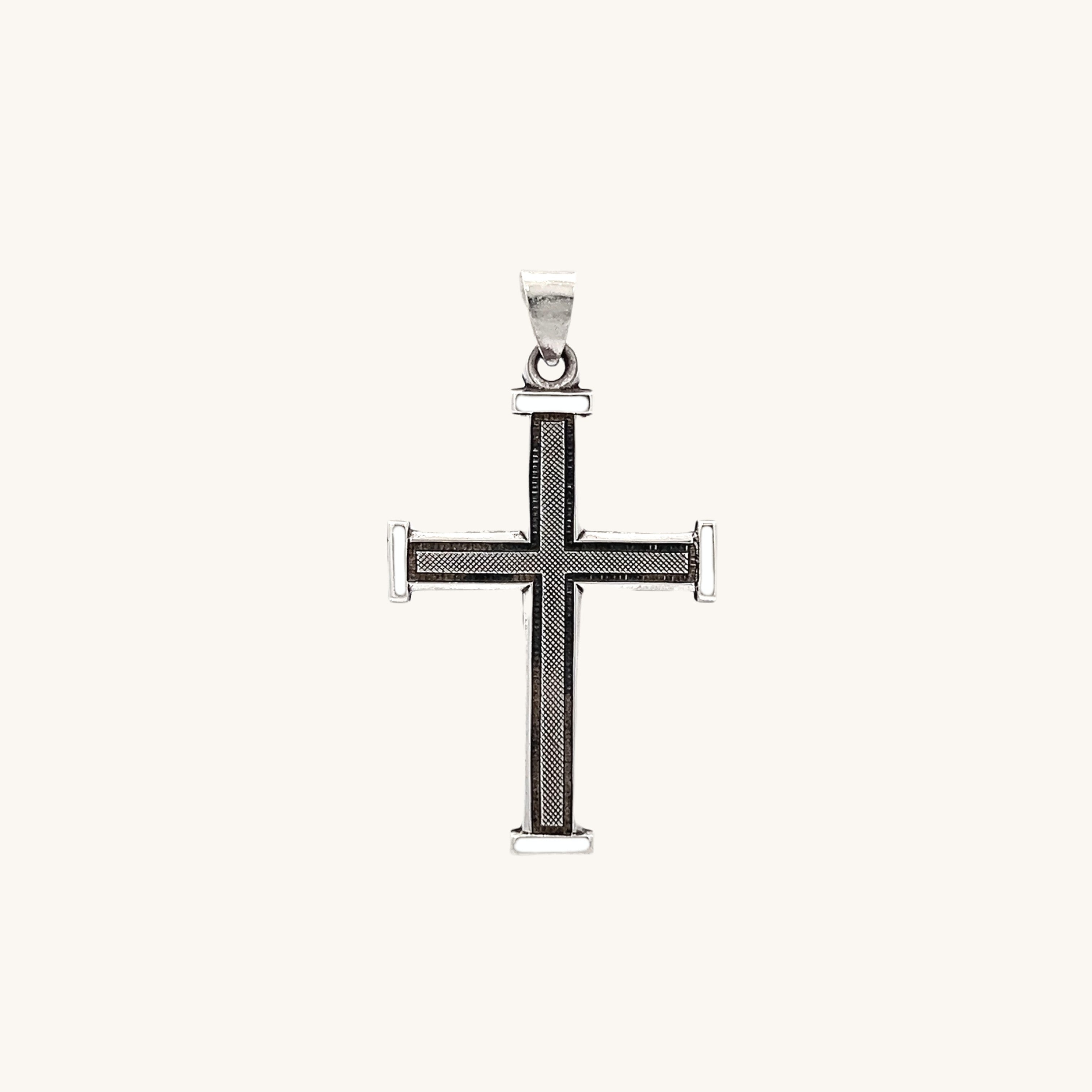 925 Antiqued Silver Textured Cross S