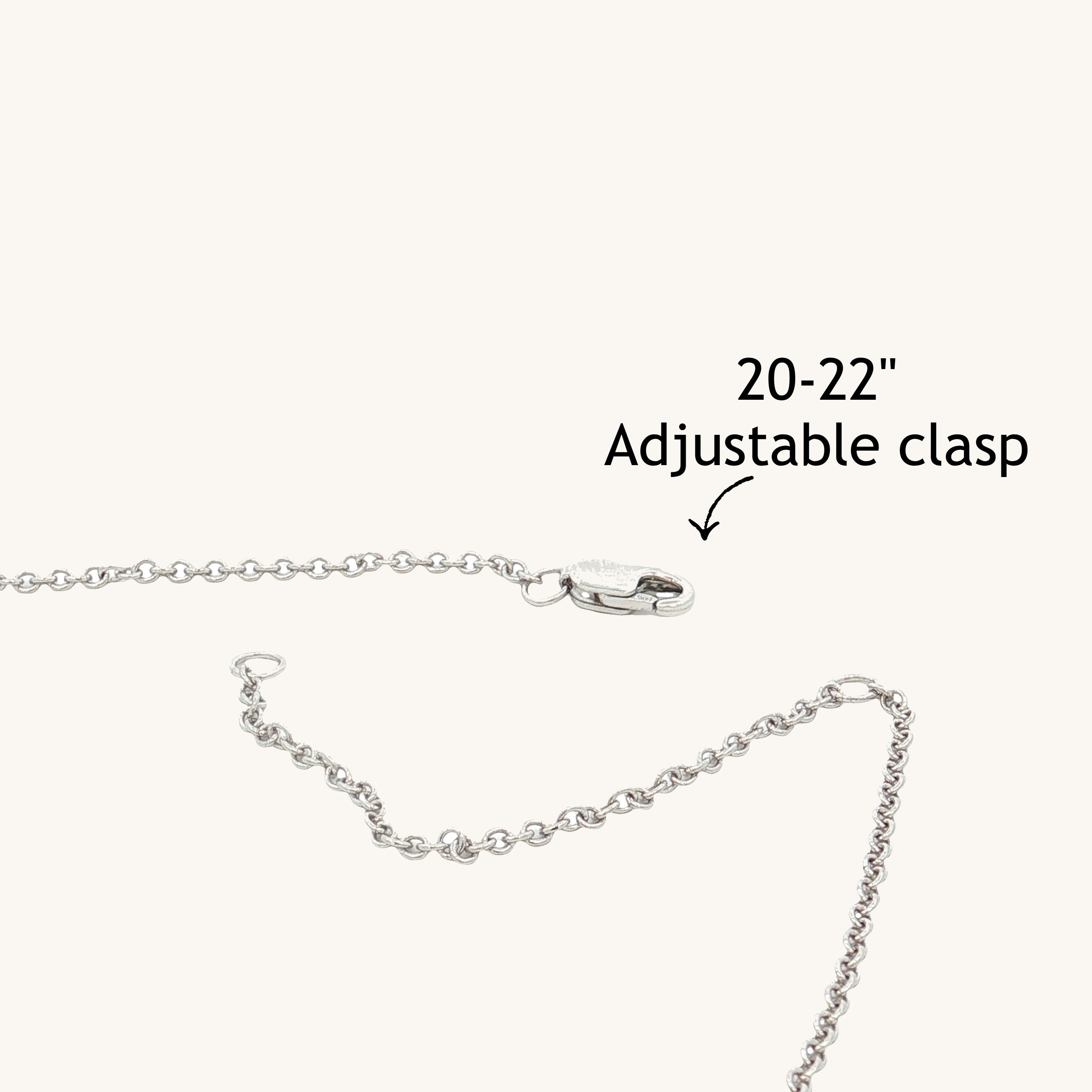 Solid 14K White Gold Chain 20-22" adjustable cable chain 3.33 grams adjustable lobster claw clasp