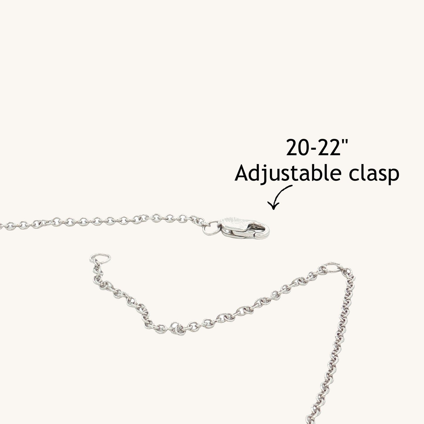 Solid 14K White Gold Chain 20-22" adjustable cable chain 3.33 grams adjustable lobster claw clasp