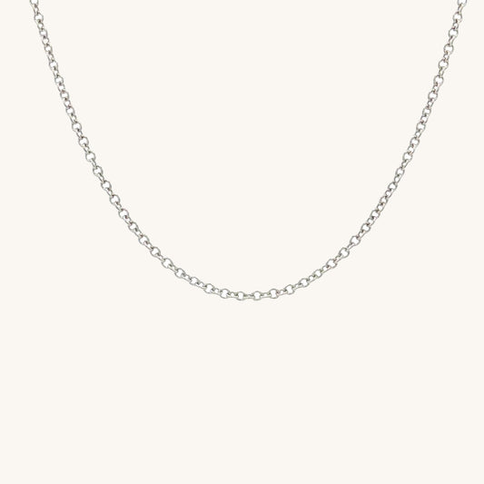 Solid 14K White Gold Chain 20-22" adjustable cable chain 3.33 grams main image