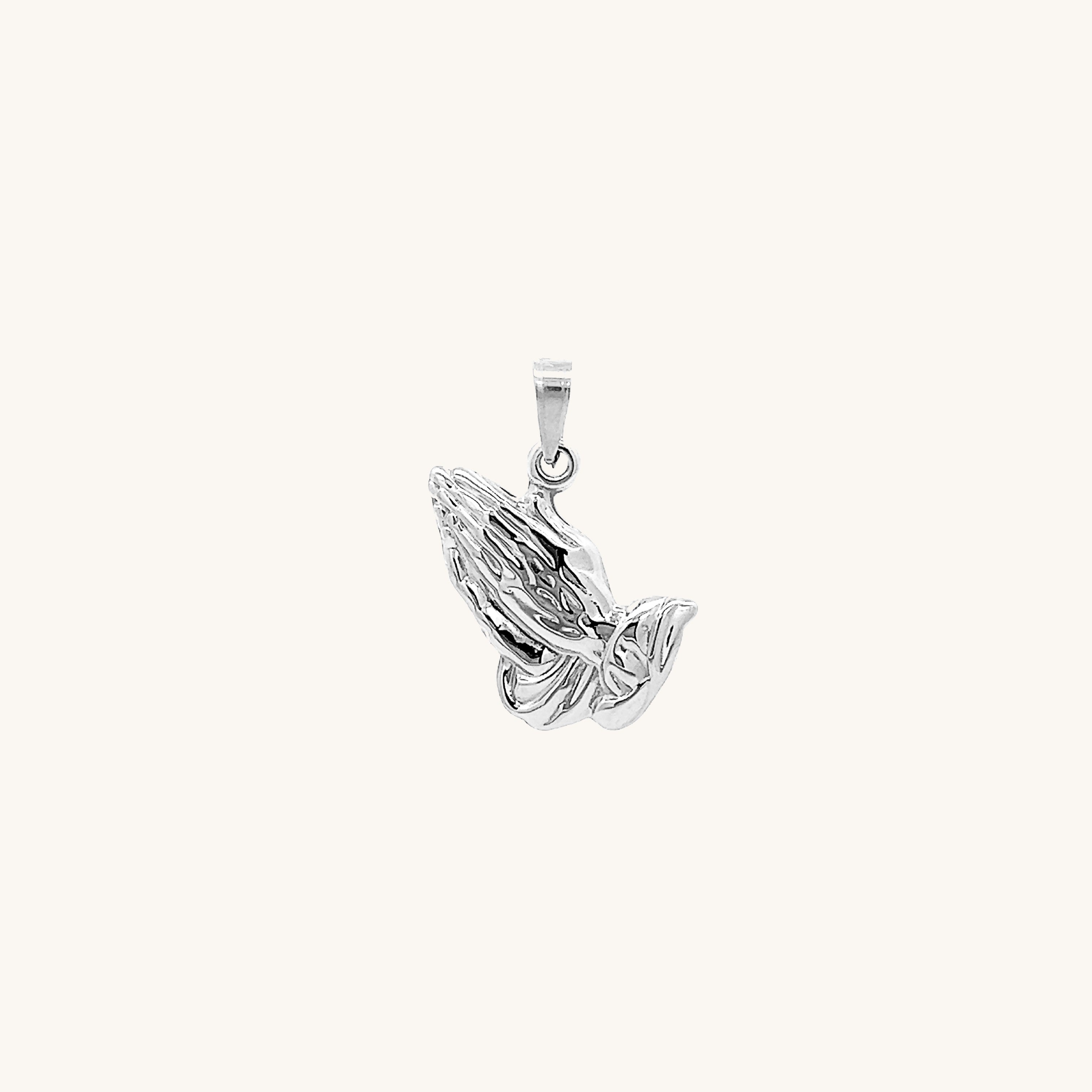 14K White Gold Praying Hands charm S