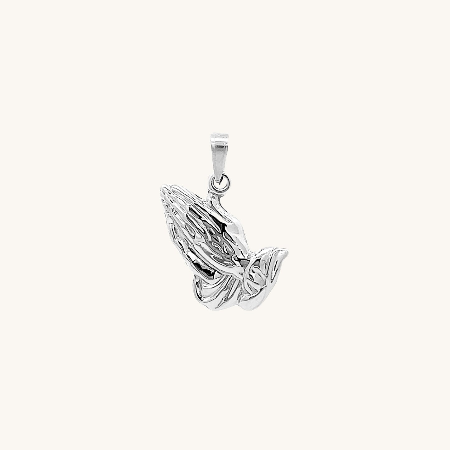 14K White Gold Praying Hands charm M