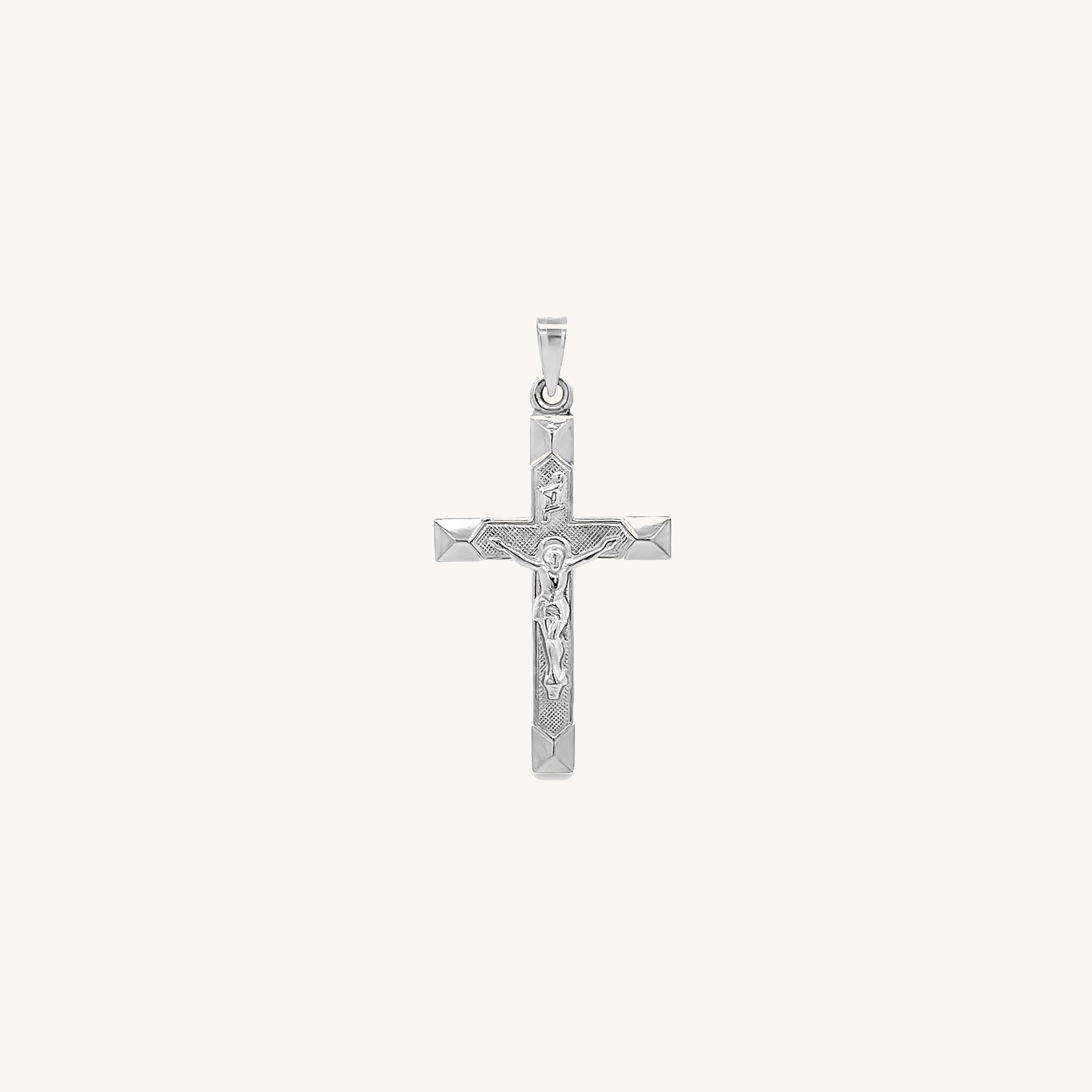 14K White Gold Crucifix XS