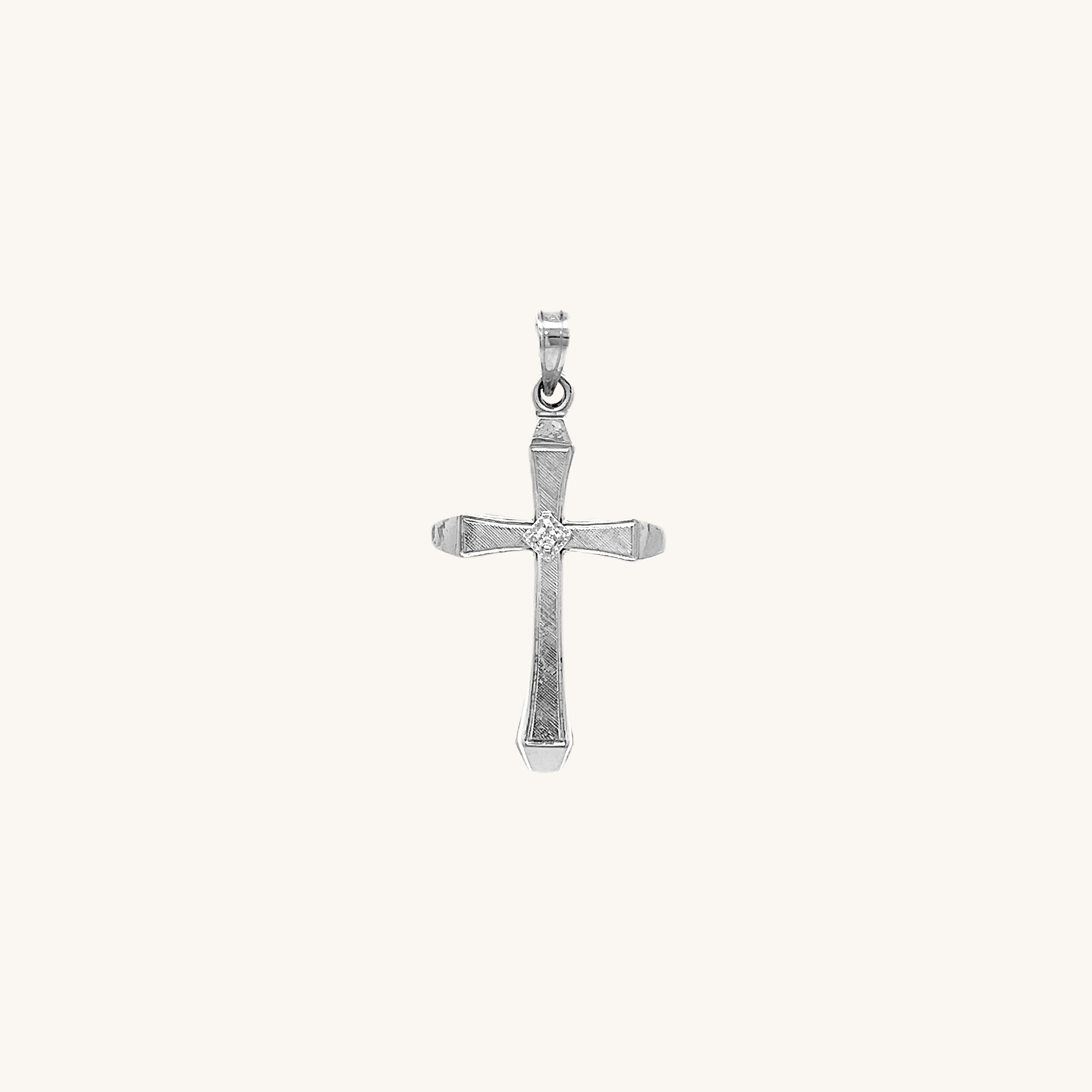 14K White Gold Diamond Cross XS