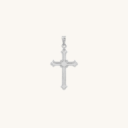 14K White Gold Budded Cross XS