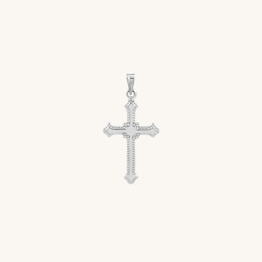 14K White Gold Budded Cross XS