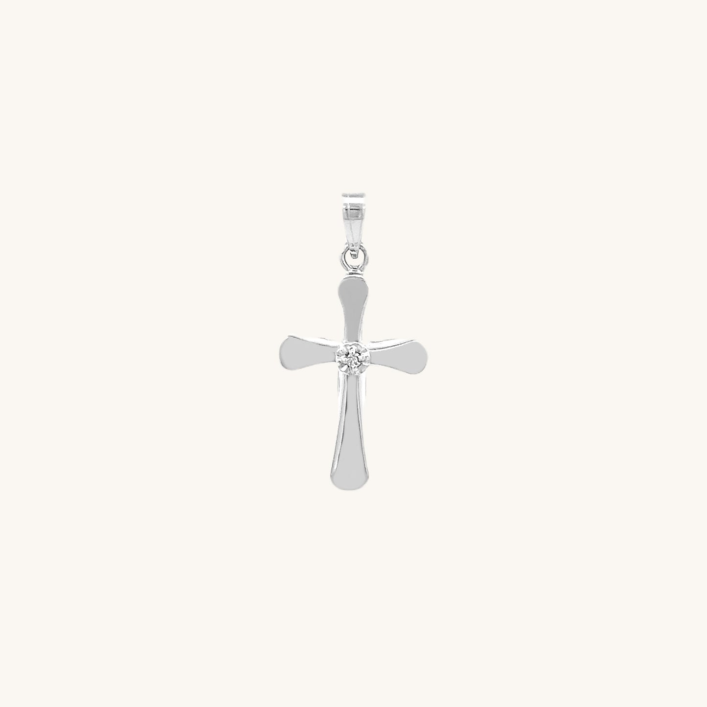 14K White Gold Diamond Cross XS