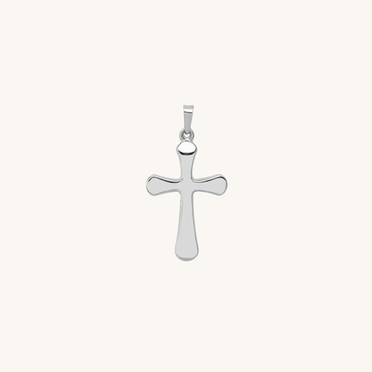 14K White Gold Rounded Cross XS