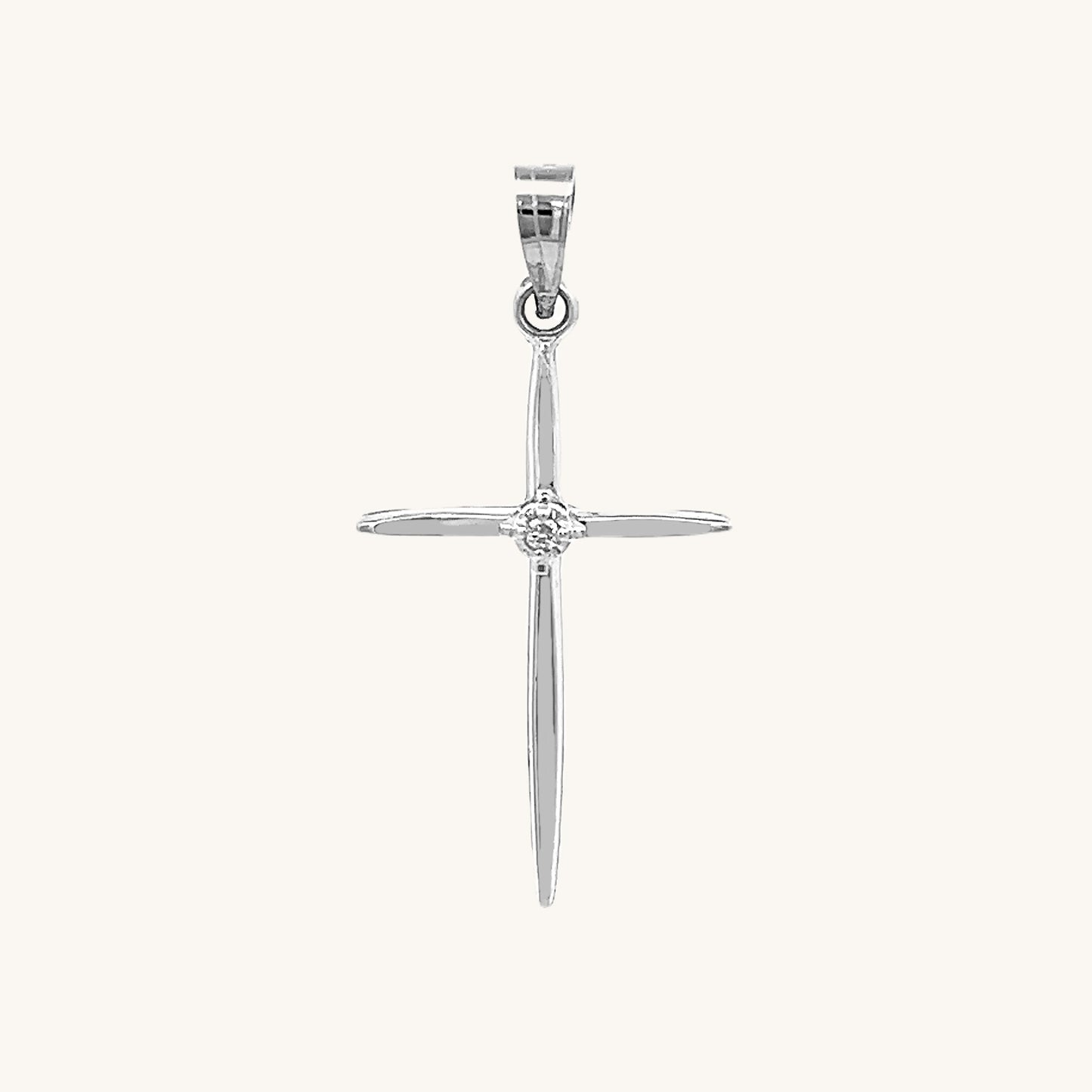 14K White Gold S Diamond Cross