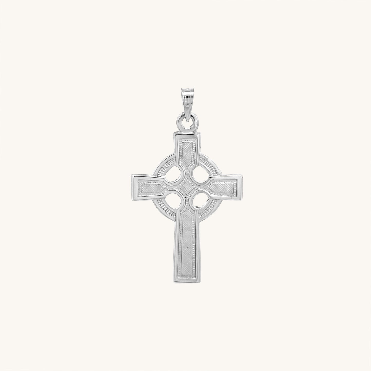 14K White Gold Celtic Cross S