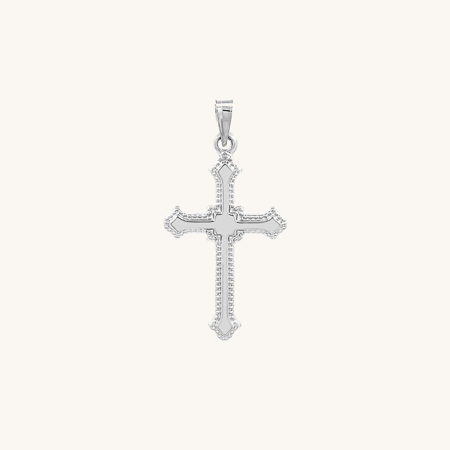 14K White Gold Budded Cross S