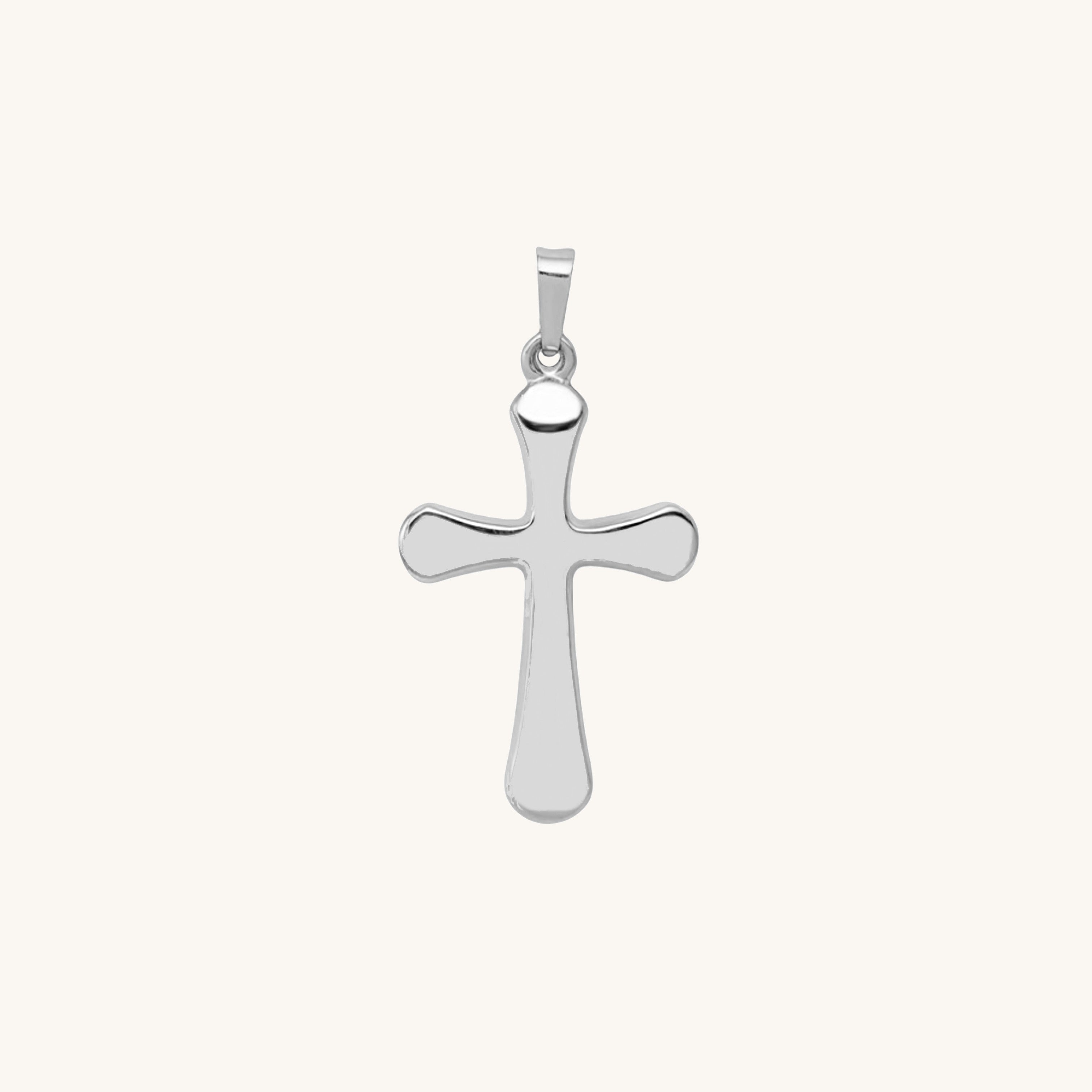 14K White Gold Rounded Cross S