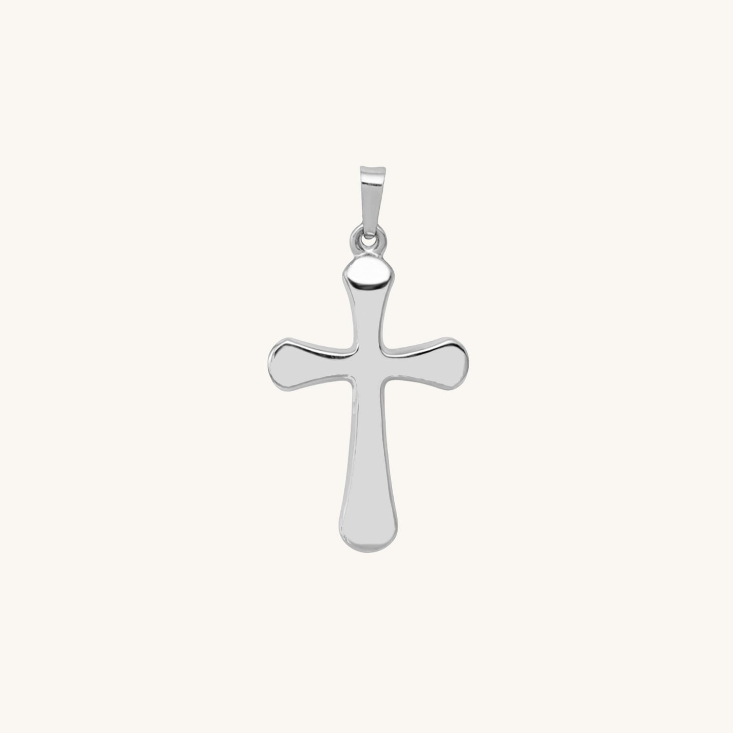 14K White Gold Rounded Cross S