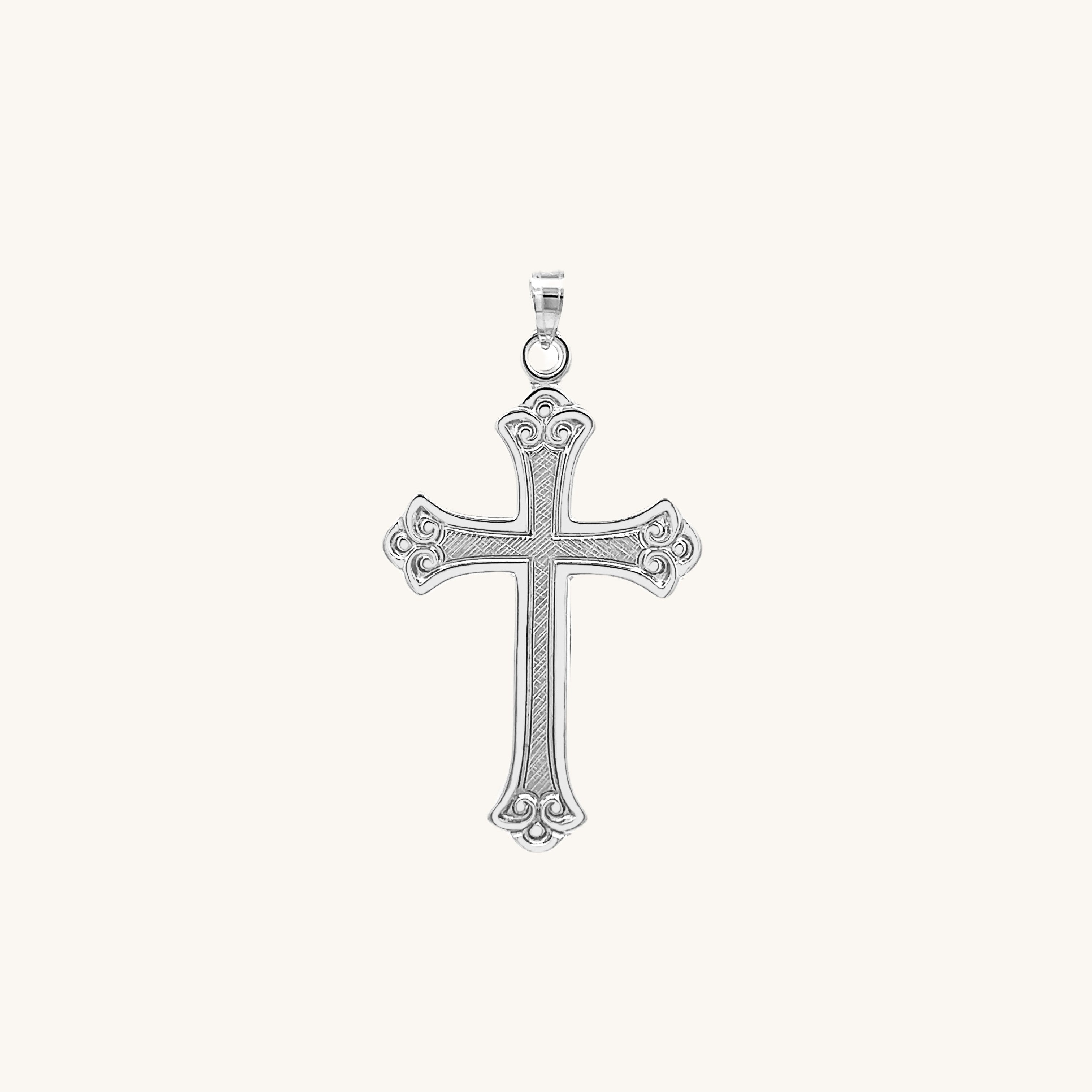 14K White Gold Cross S