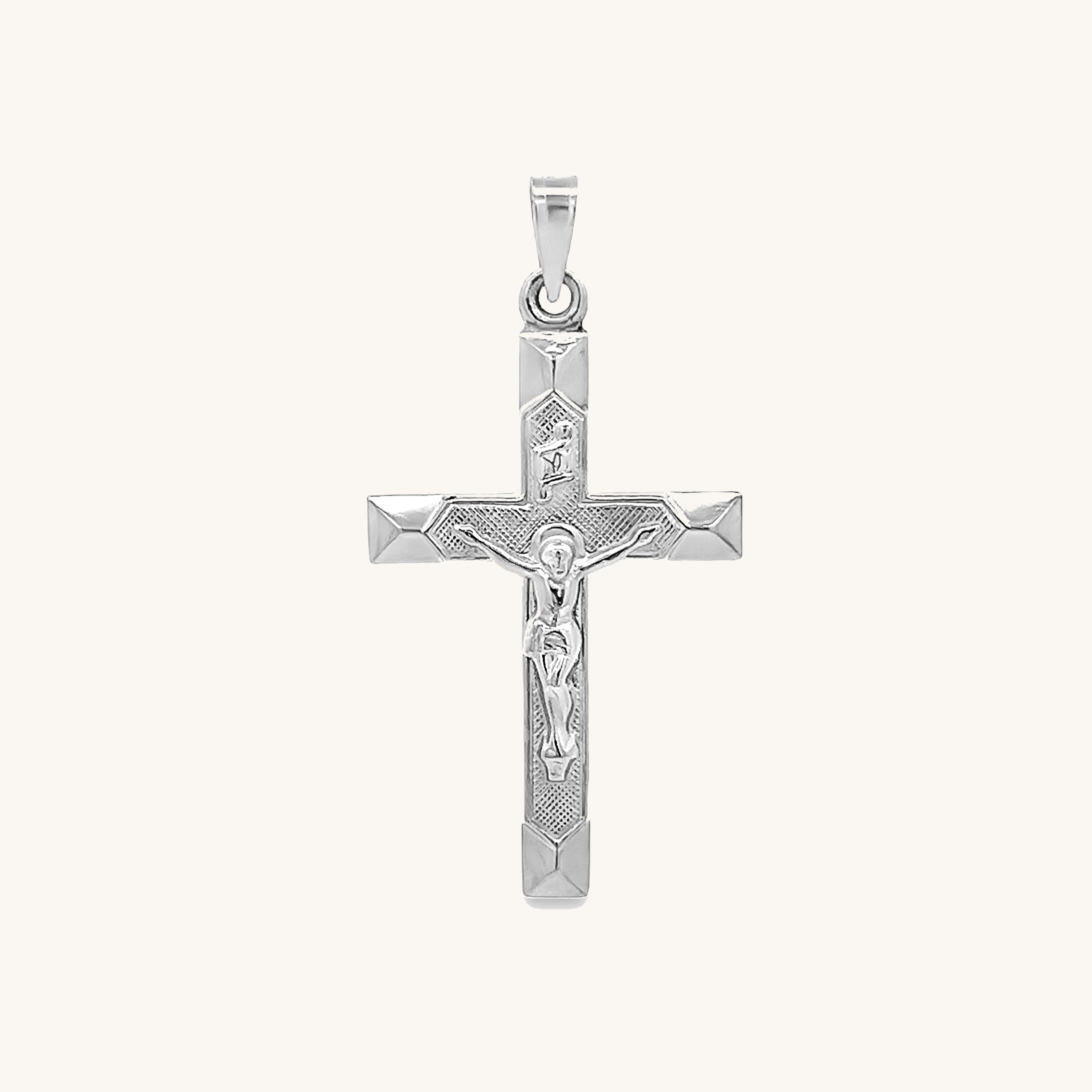 14K White Gold Crucifix M