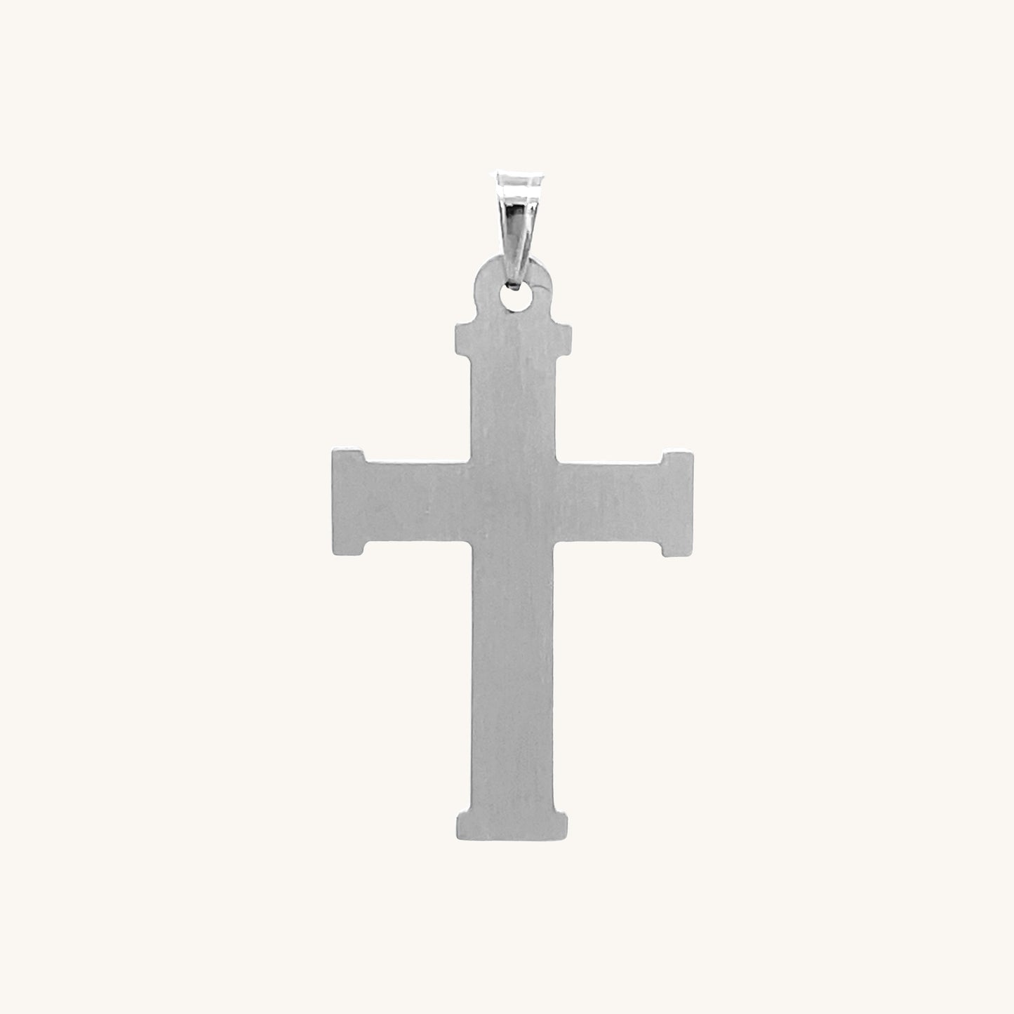 14K White Gold Textured Square Crucifix M S