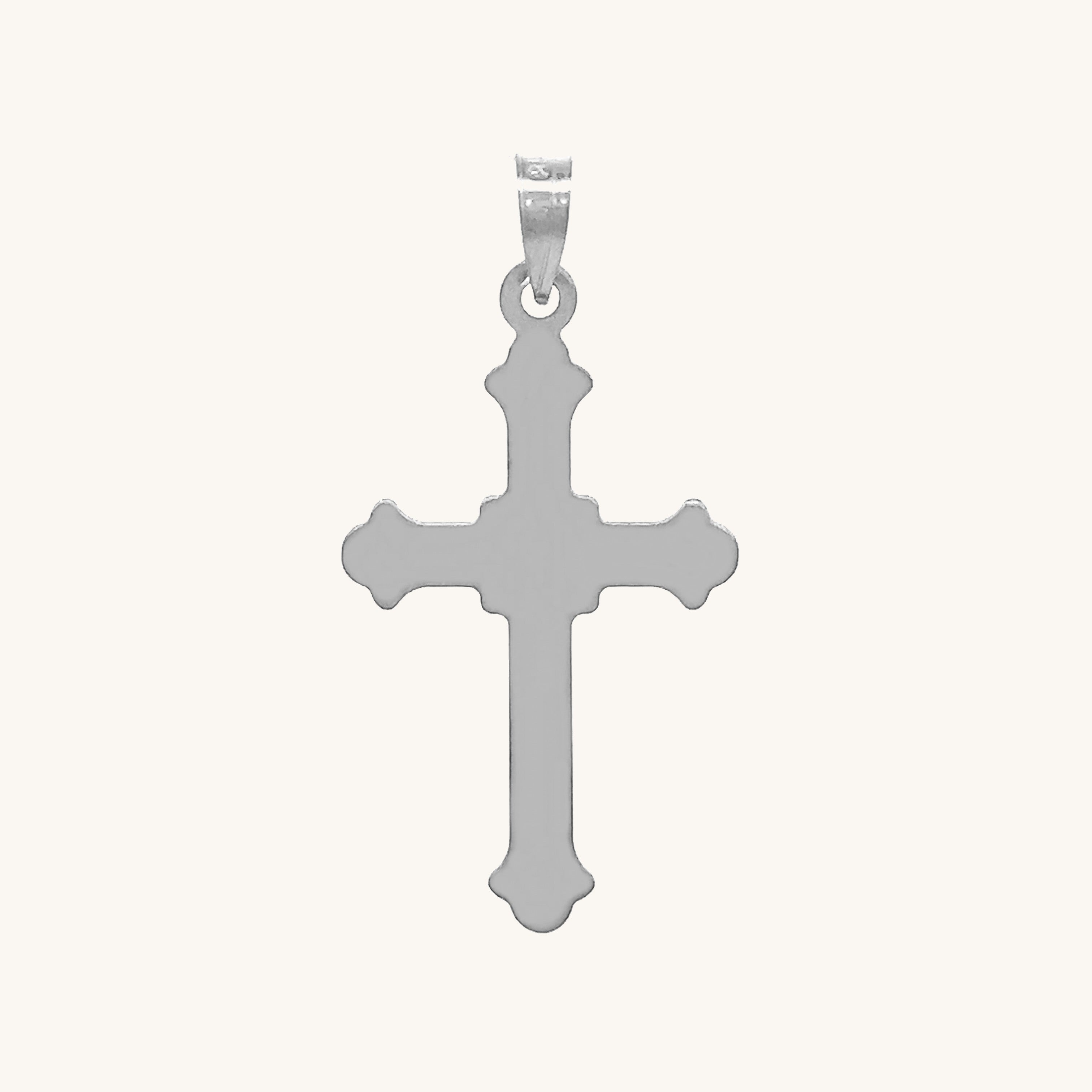 14K White Gold Budded Cross M S XS