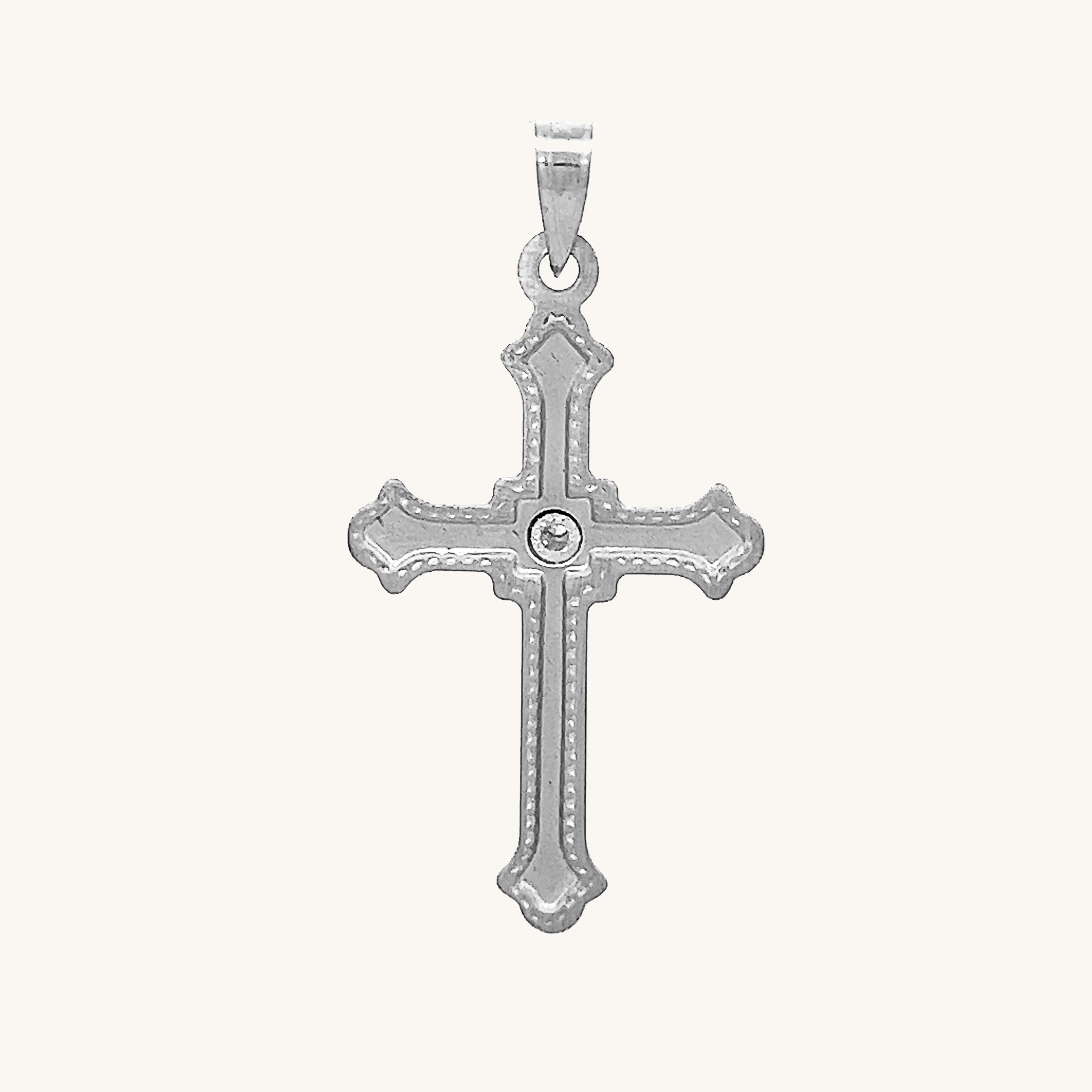 14K White Gold Diamond Cross M S