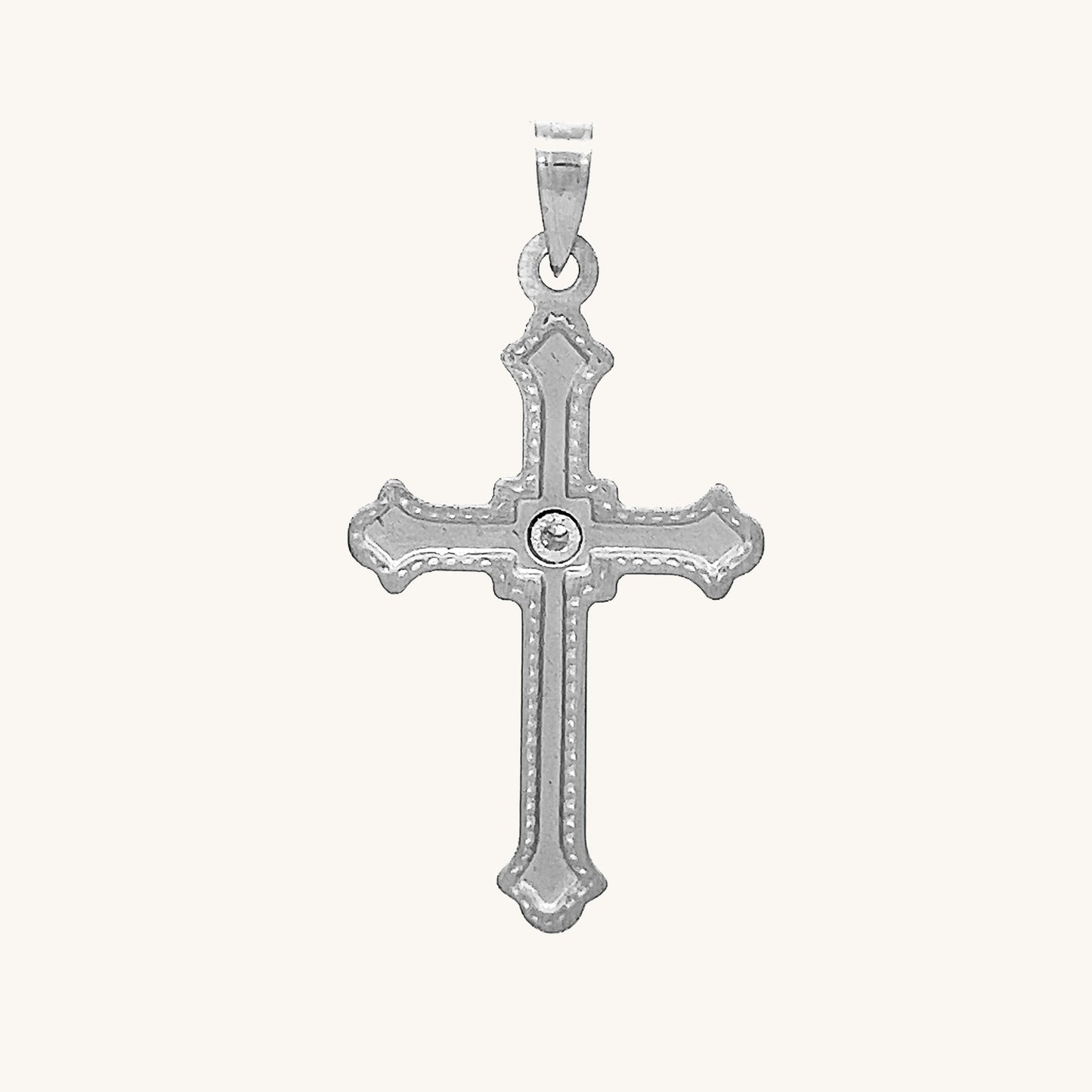 14K White Gold Diamond Cross M S