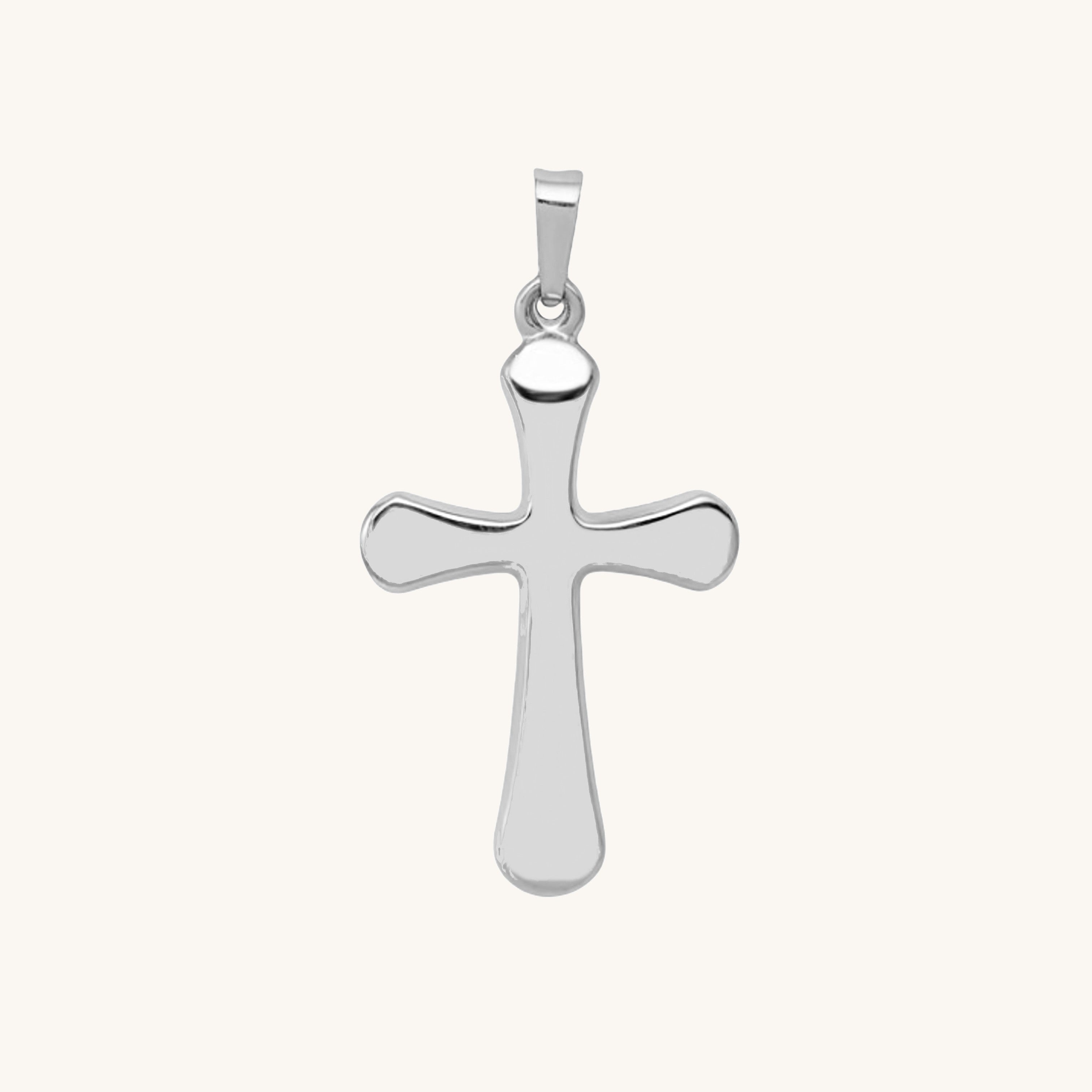 14K White Gold Rounded Cross M 