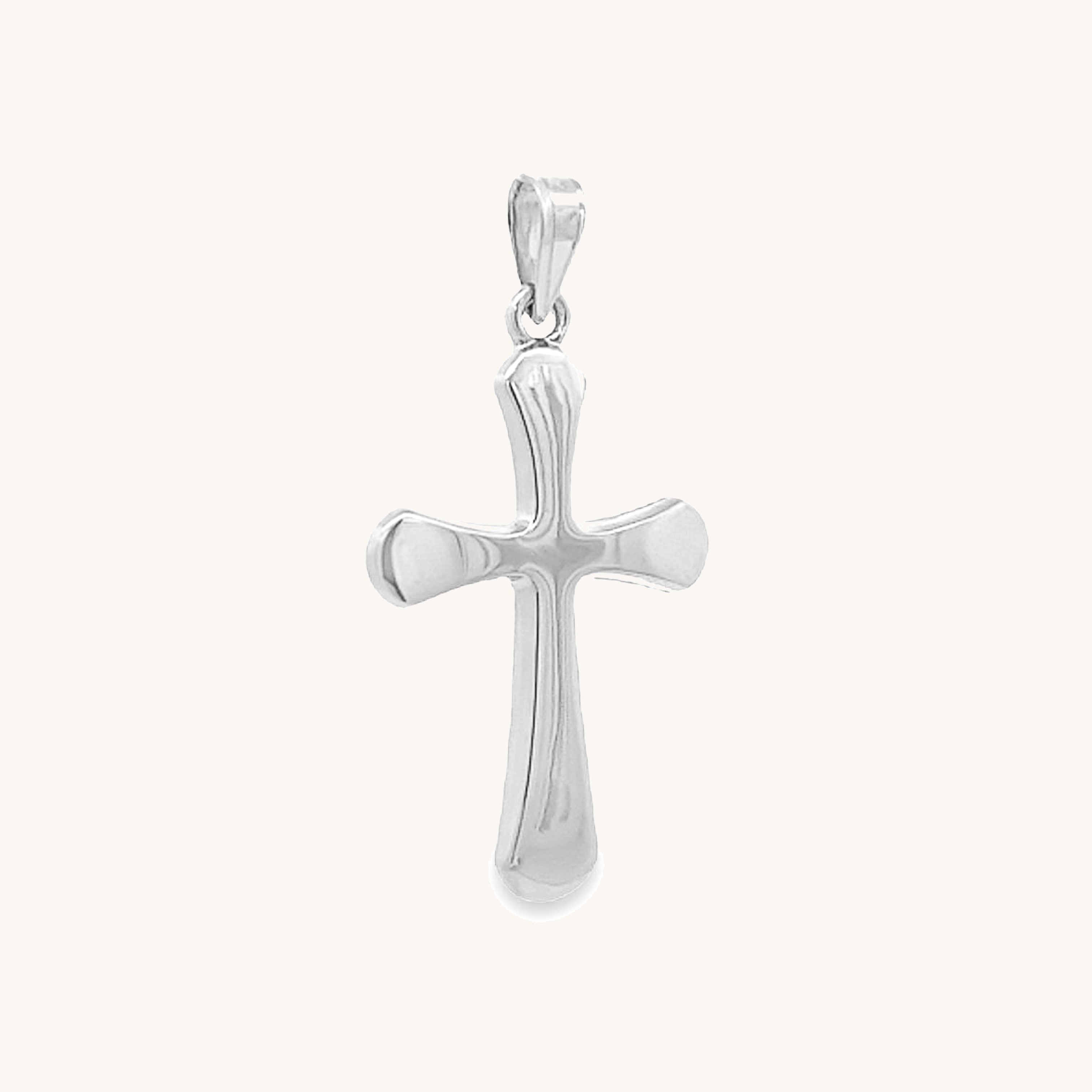 14K White Gold Rounded Cross M S XS