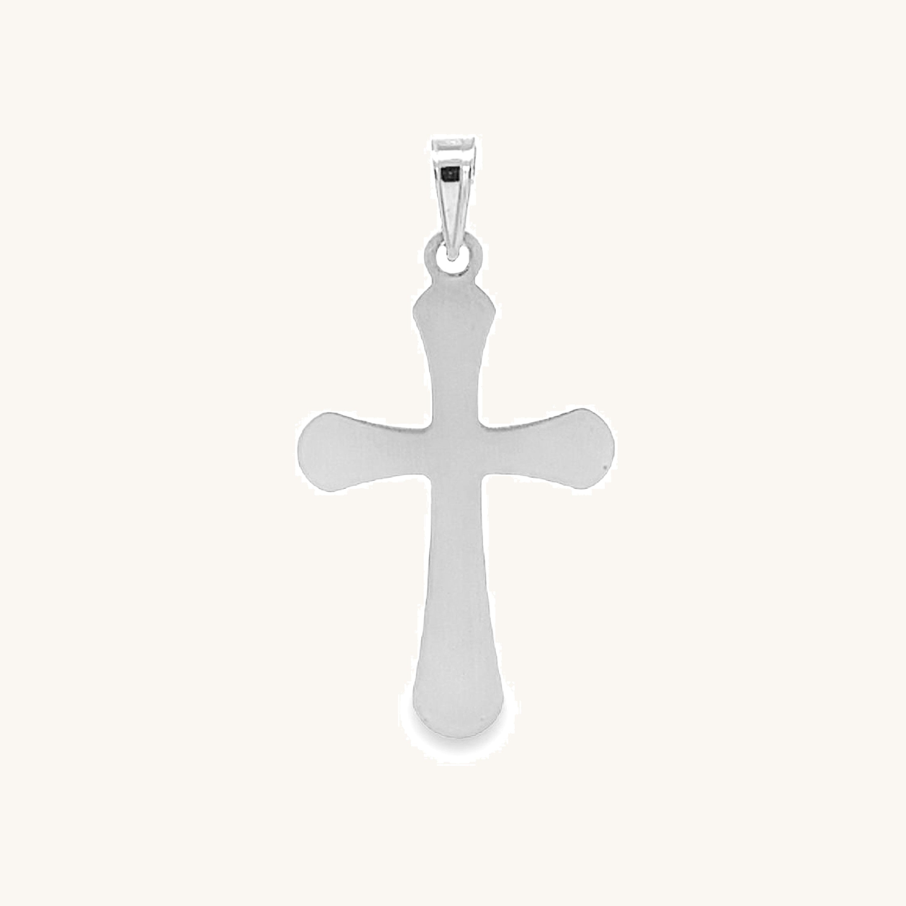 14K White Gold Rounded Cross M S XS