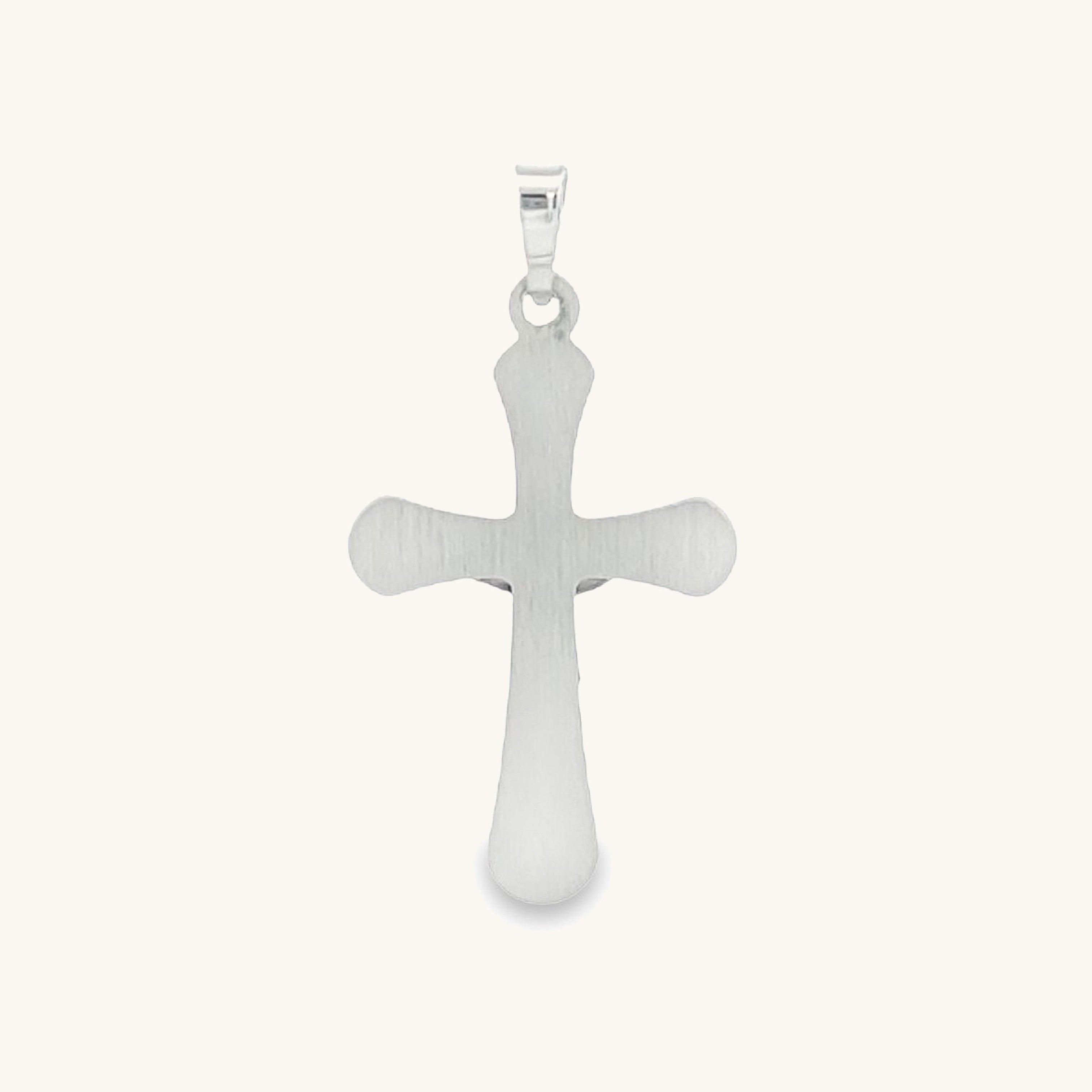 14K White Gold Rounded Crucifix M S XS