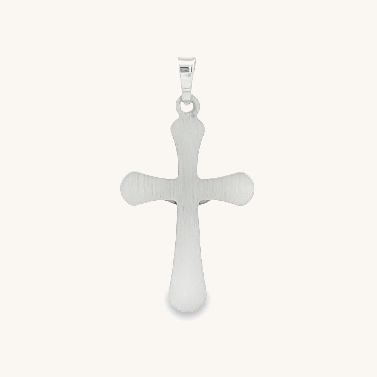 14K White Gold Rounded Crucifix M S XS